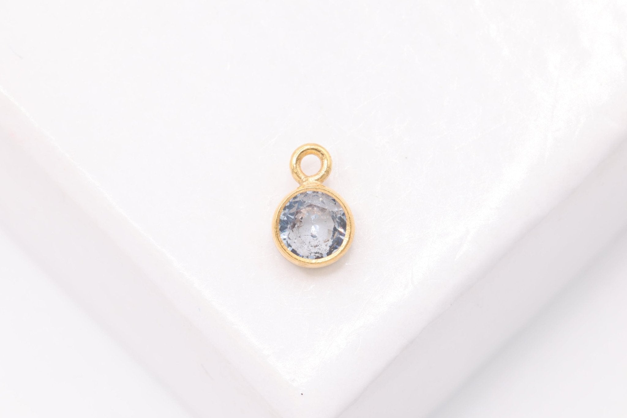 Sapphire Birthstone CZ, Wholesale, 14/20 Gold - Filled, Drop Charm, September Birthstone, Horizontal Bail - HarperCrown