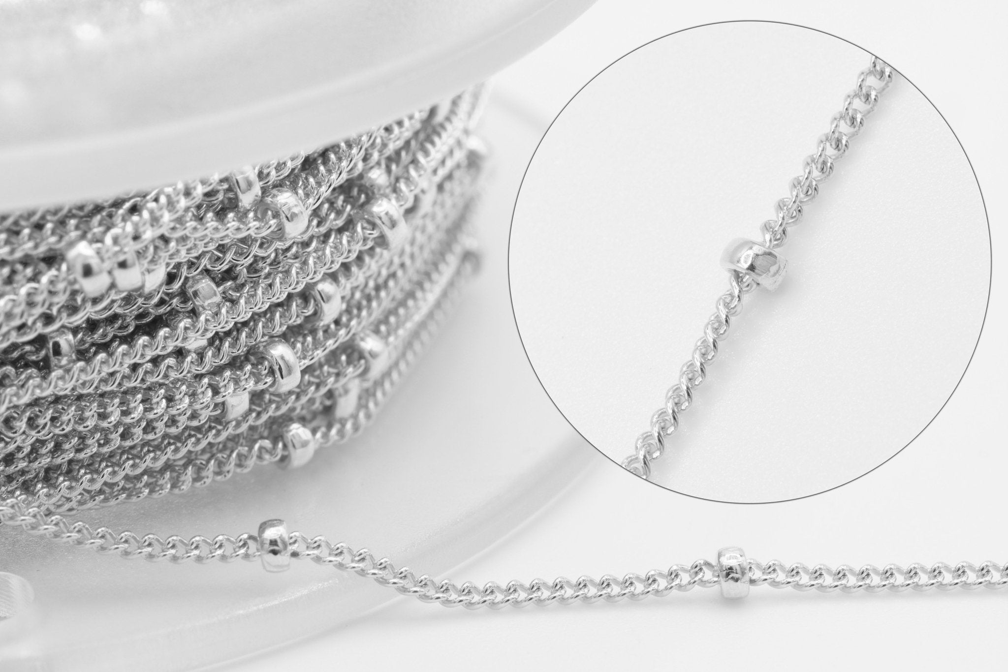 Satellite Chain (5ft), 925 Sterling Silver, Bulk 5ft Increment Chain for Jewelry Making - HarperCrown