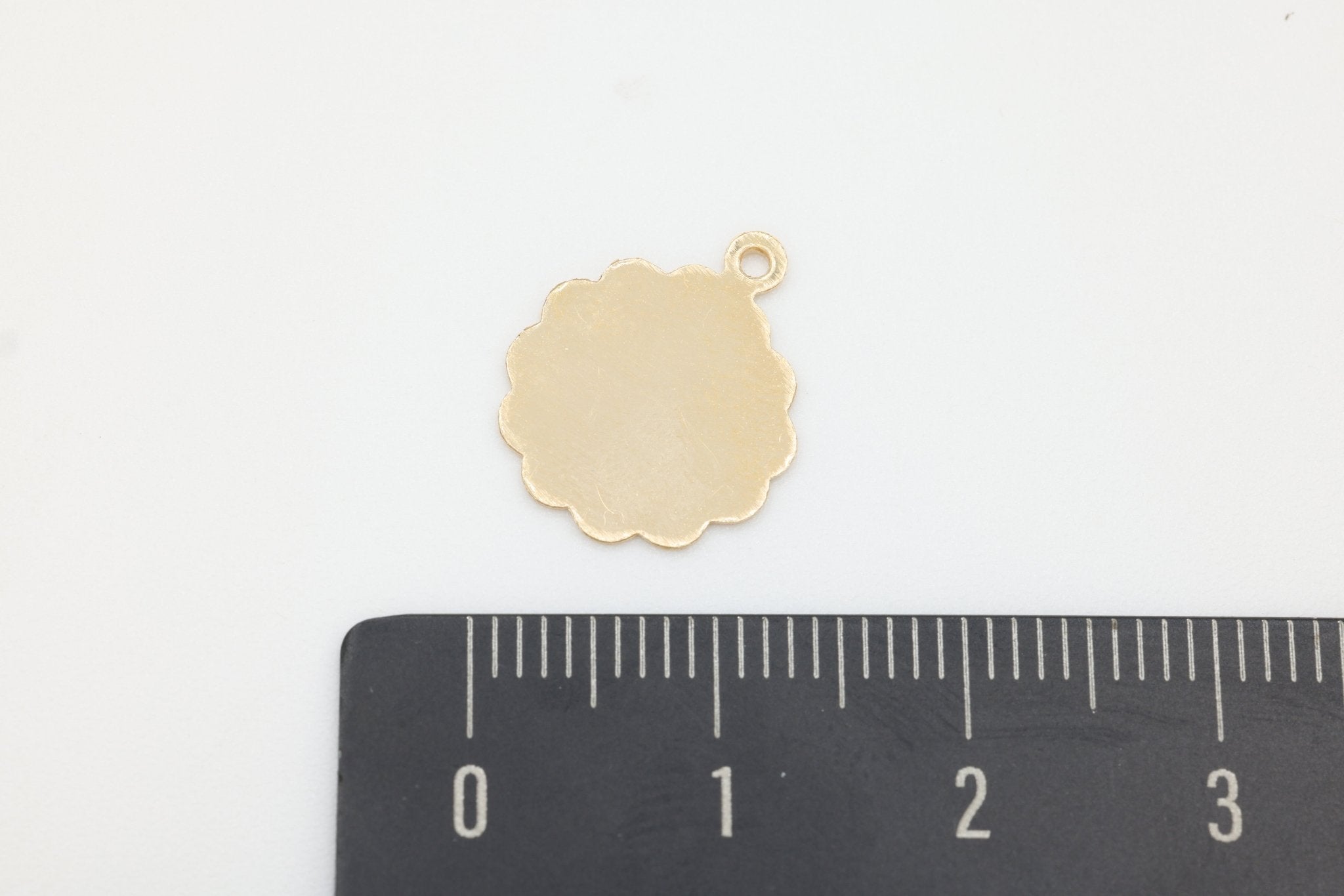 Scalloped Round Blank Charm, Wholesale, 14/20 Gold - Filled, 15mm x 13mm, Blank Stamping Charm, Jewelry Making Charm - HarperCrown