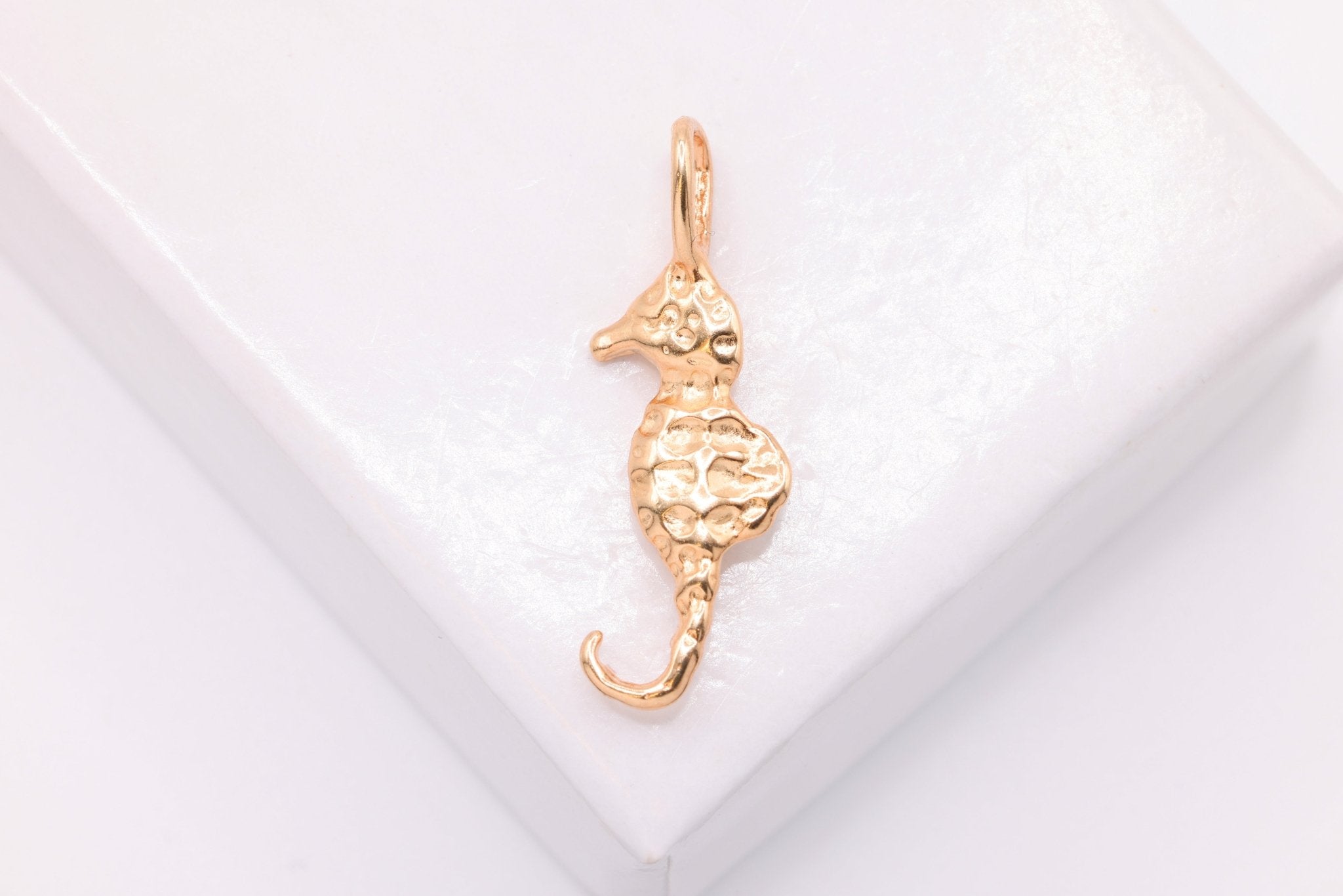 Seahorse Charm, Wholesale, 18K Rose Gold - Plated 925 Sterling Silver, 22mm x 8mm, Sea Life Sea Horse - HarperCrown