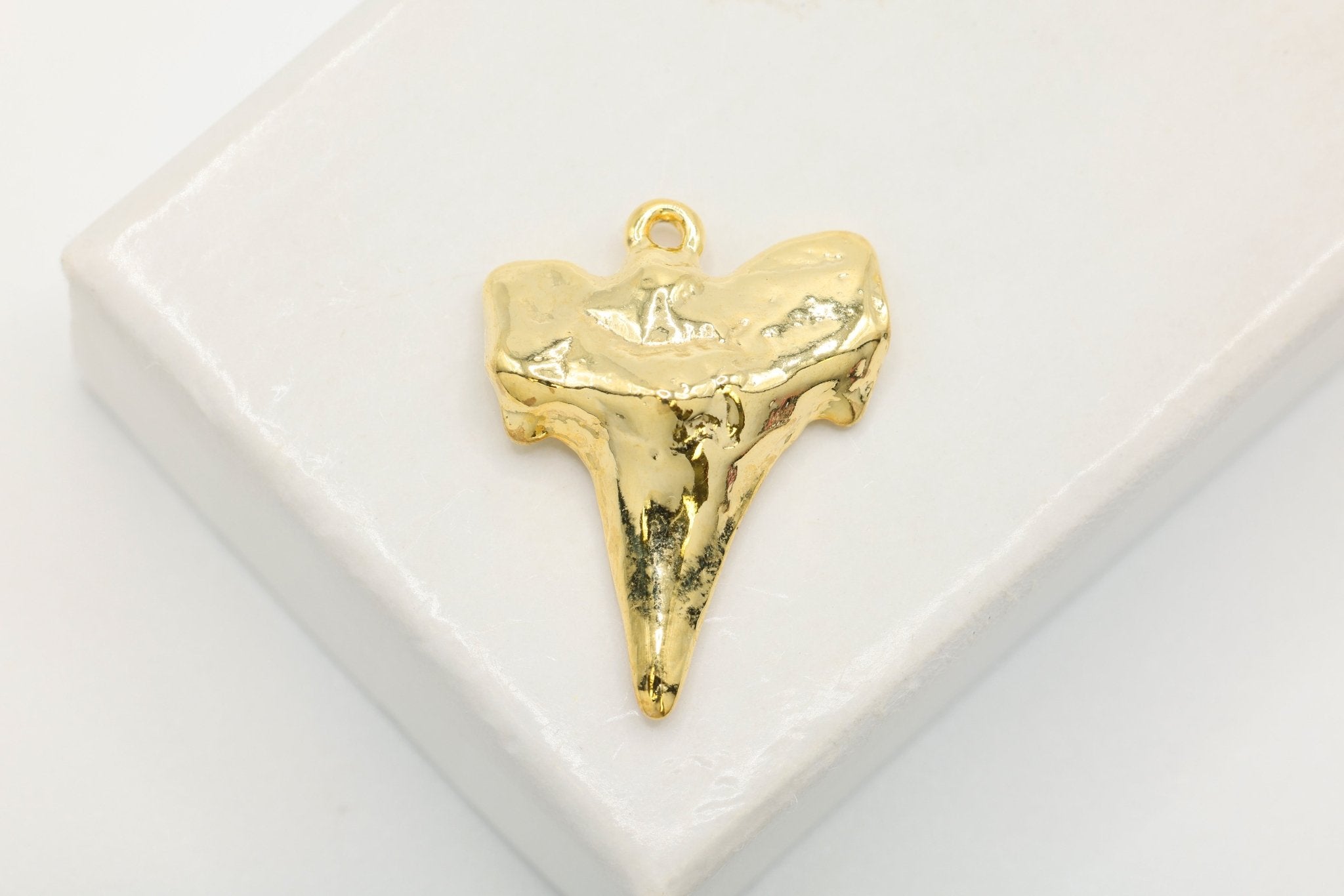 Shark Tooth Charm, Gold - Plated Sterling Silver, Shark Tooth Pendant, Vermeil Shark Tooth, 18k gold plated over Sterling Silver - HarperCrown