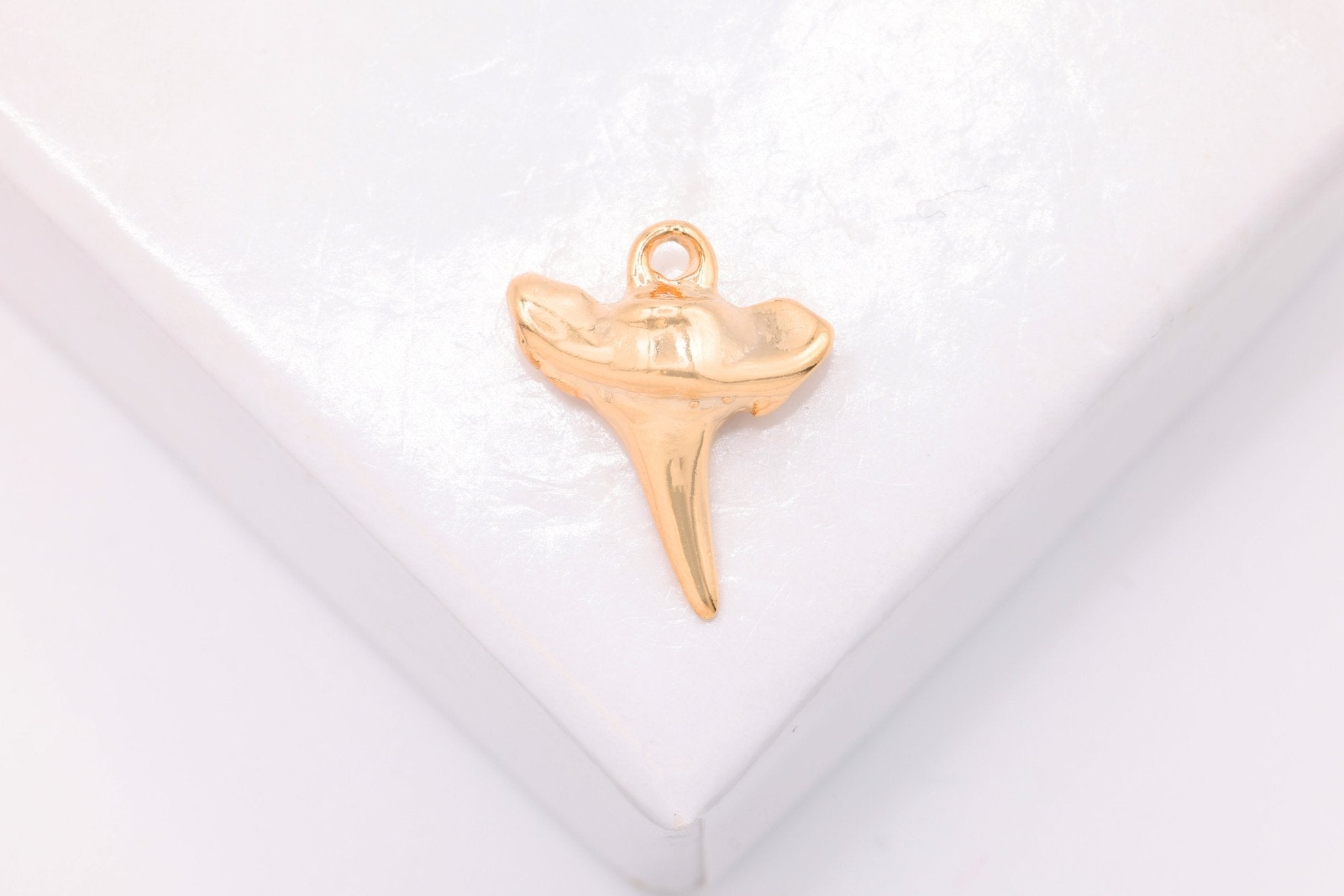 Shark Tooth Charm, Wholesale, 18K Rose Gold - Plated 925 Sterling Silver, 12mm x 10mm, Sharktooth Shark Teeth Nautical Beach - HarperCrown