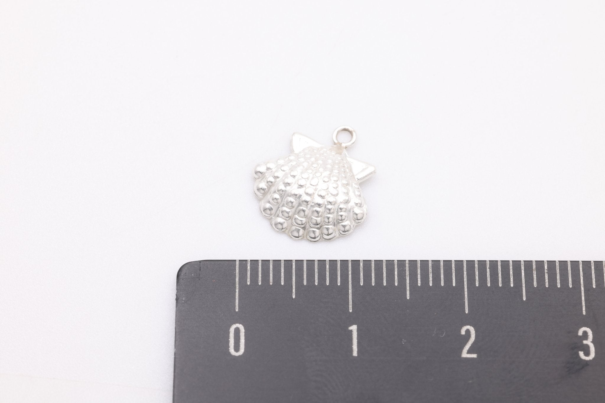 Shell Charm, 925 Sterling Silver, 12mm x 11mm, Seashell Pearl Clam Charm, Bulk DIY Wholesale Jewelry Making Charm - HarperCrown
