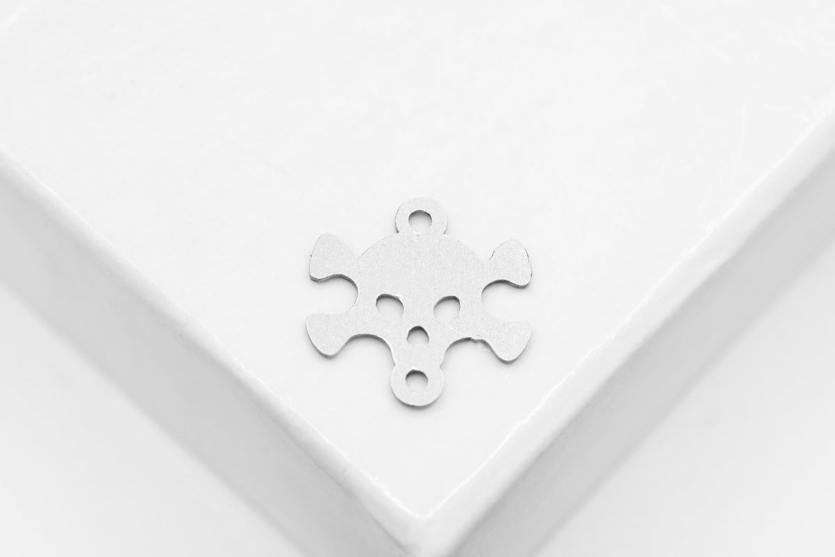 Skull and Bones Connector Charm, 925 Sterling Silver, 10mm x 10mm, Wholesale, Spooky Halloween Pirate Charm, Jewelry Making Charm - HarperCrown