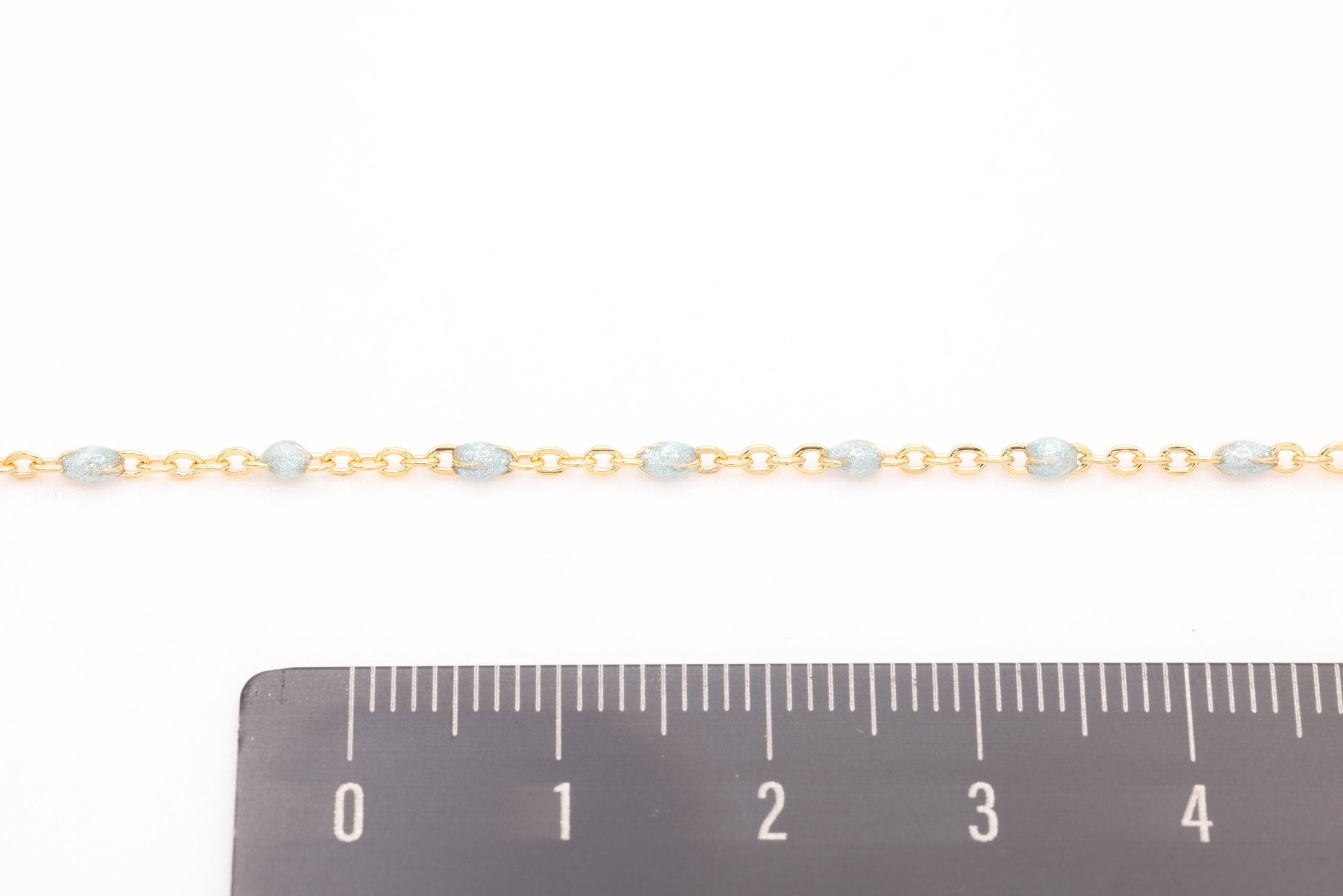 Sky Blue Enamel Chain, Gold - Filled, 1.5 mm, Bulk DIY Spool Pay Per Foot Jewelry Making Chain - HarperCrown