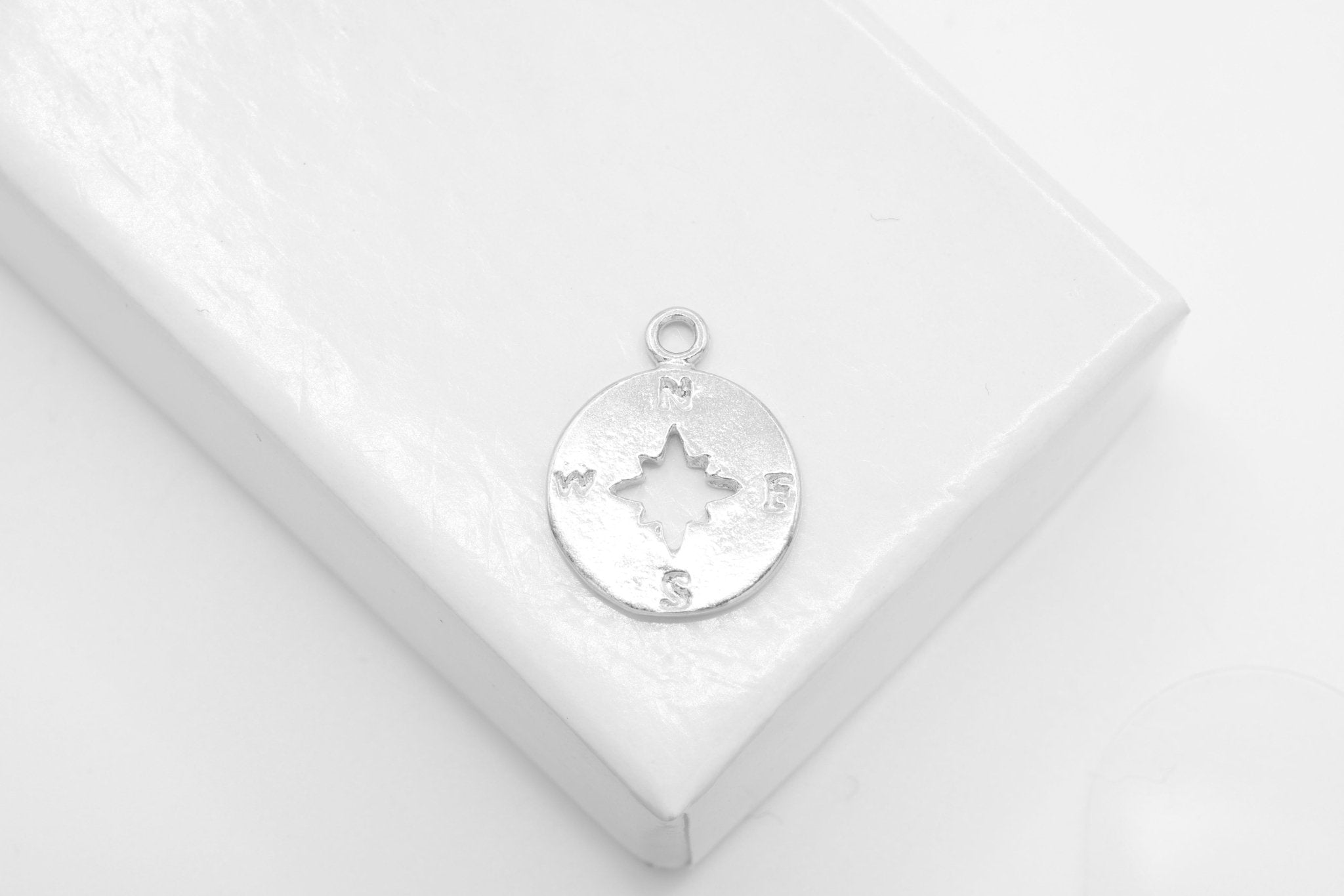 Small Compass Charm, Wholesale, 925 Sterling Silver, 11mm x 11mm, True North Charm - HarperCrown