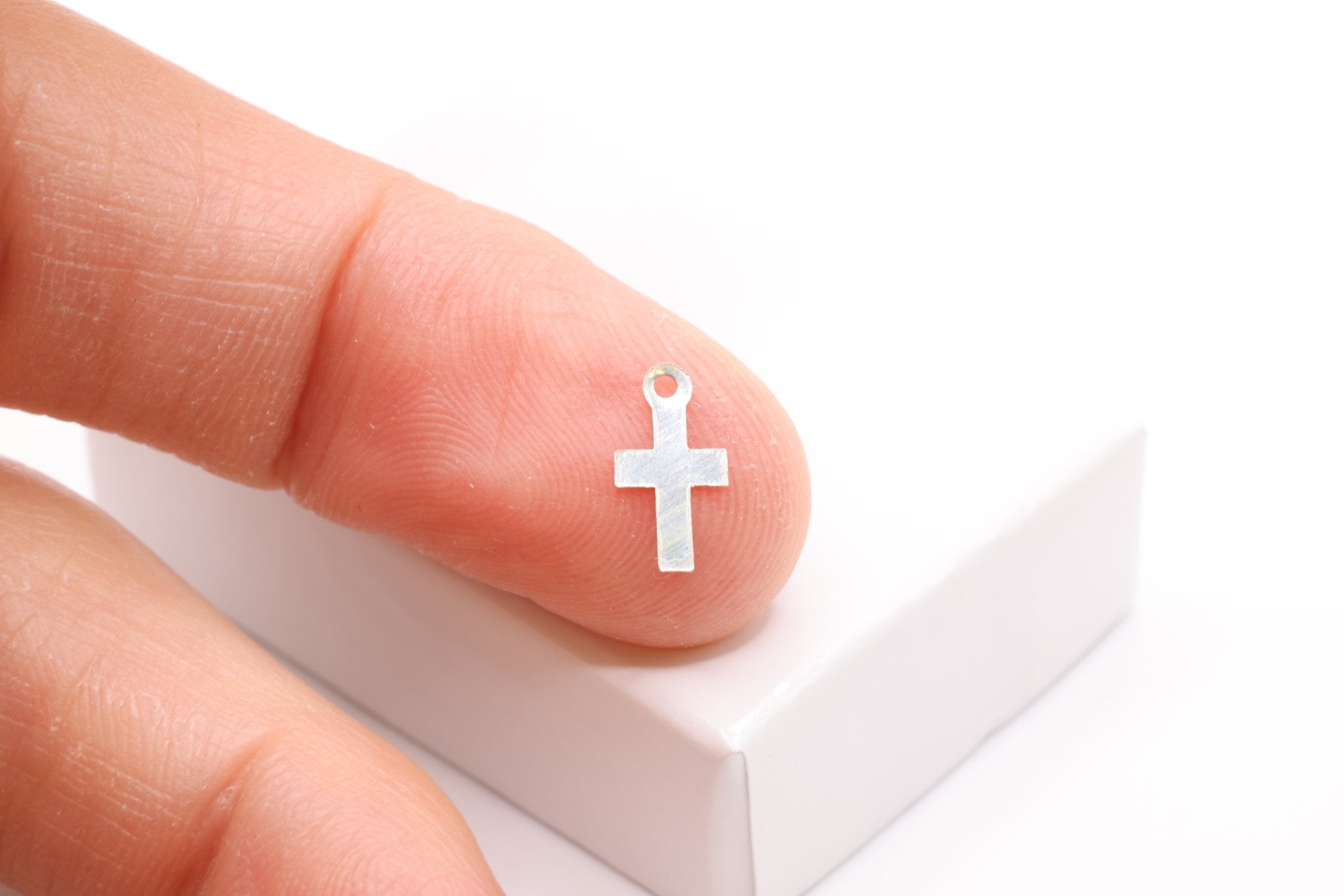 Small Cross Charm, 925 Sterling Silver, 10mm x 5mm, Bulk DIY Wholesale Jewelry Making Charm - HarperCrown