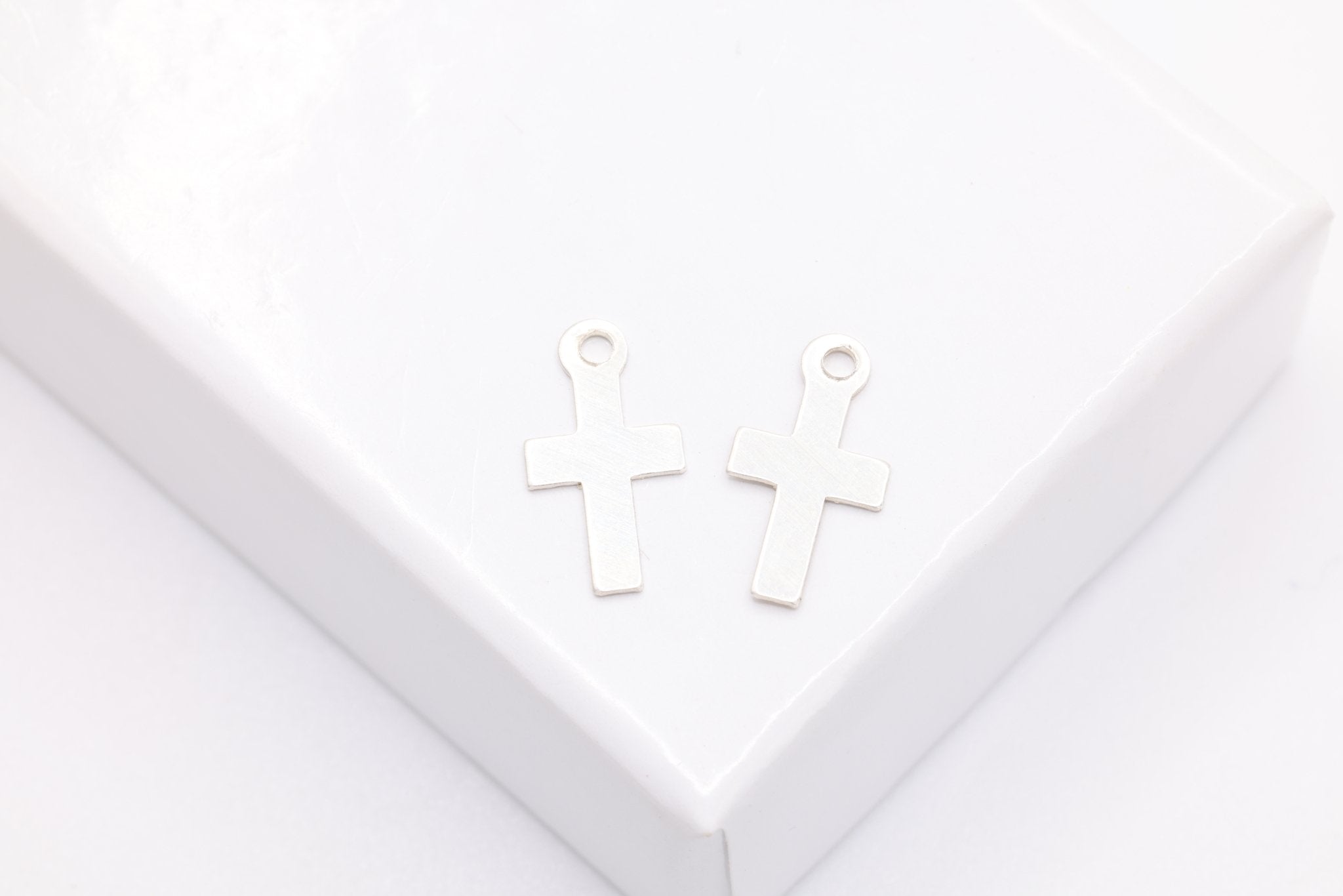 Small Cross Charm, 925 Sterling Silver, 10mm x 5mm, Bulk DIY Wholesale Jewelry Making Charm - HarperCrown