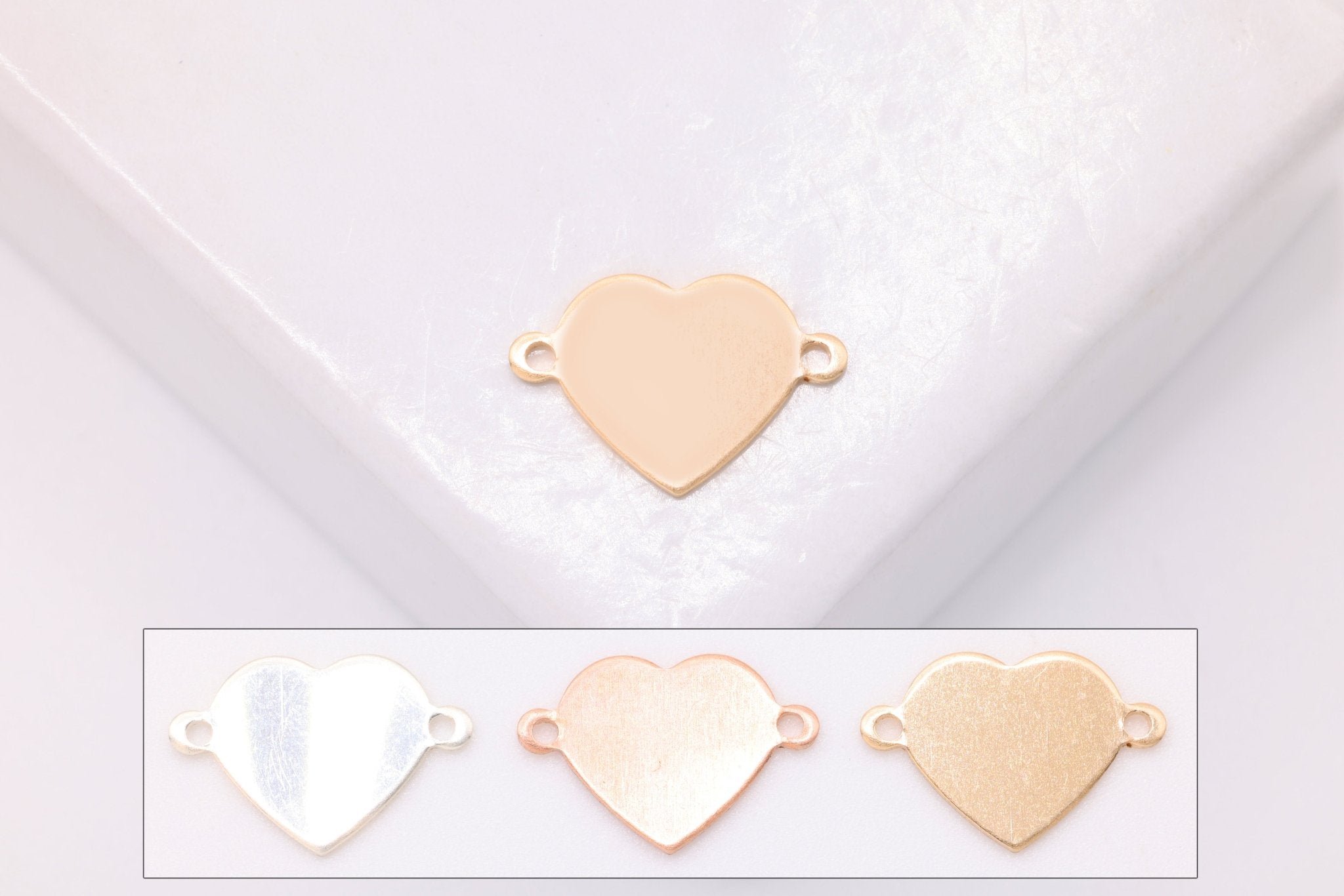 Small Heart Blank Connector Link Charm, 14/20 Gold Filled or 925 Sterling Silver, 10mm, Permanent Jewelry Wholesale - HarperCrown