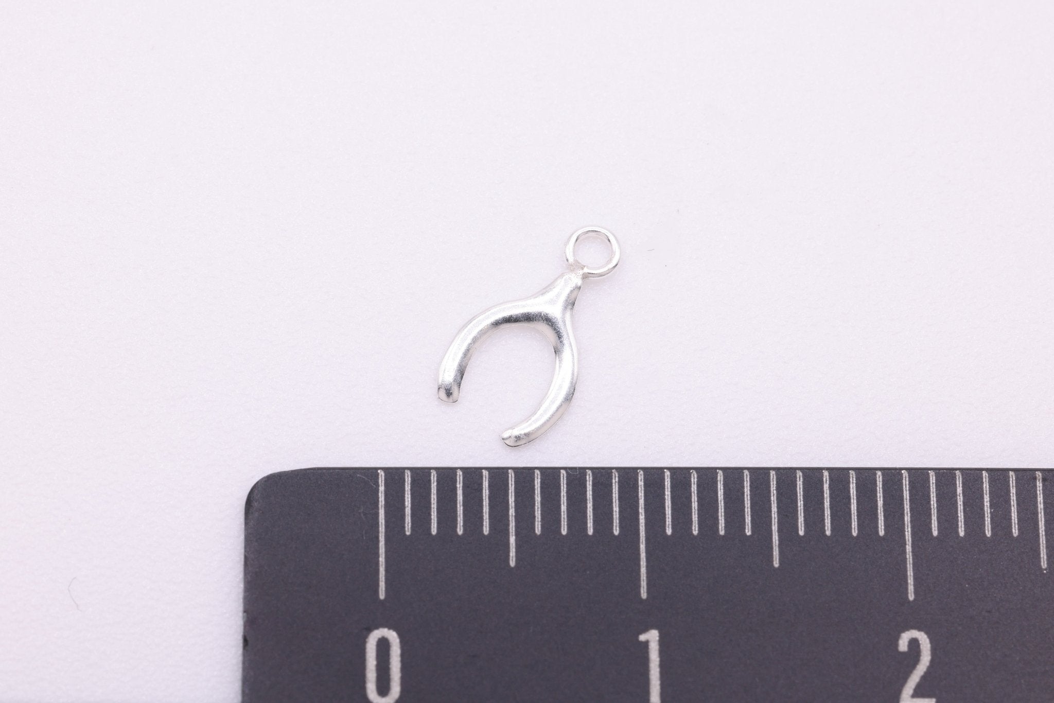 Small Wishbone Charm, 925 Sterling Silver, 10mm x 5mm, Lucky Charm, Bulk DIY Wholesale Jewelry Making Charm - HarperCrown