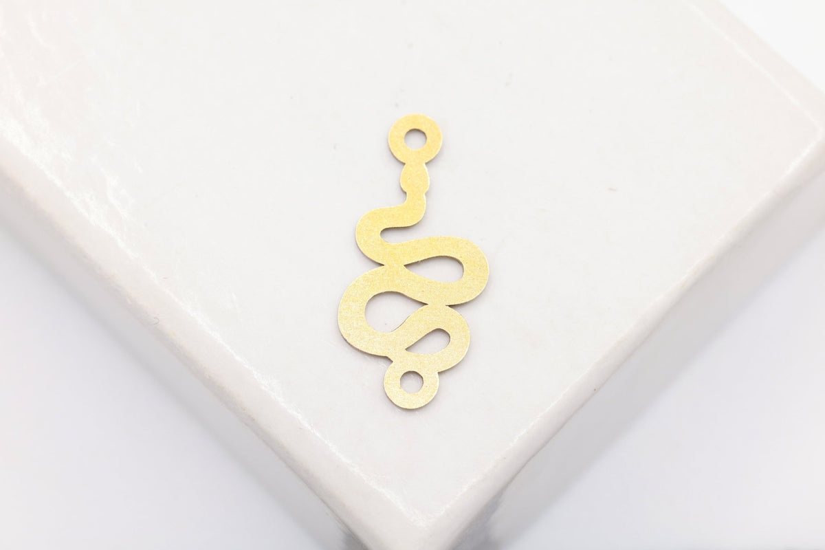 Snake Connector Charm, 14/20 Gold-Filled, 15mm x 7mm, Wholesale, Coiled Serpent Snake, Jewelry Making Charm - HarperCrown