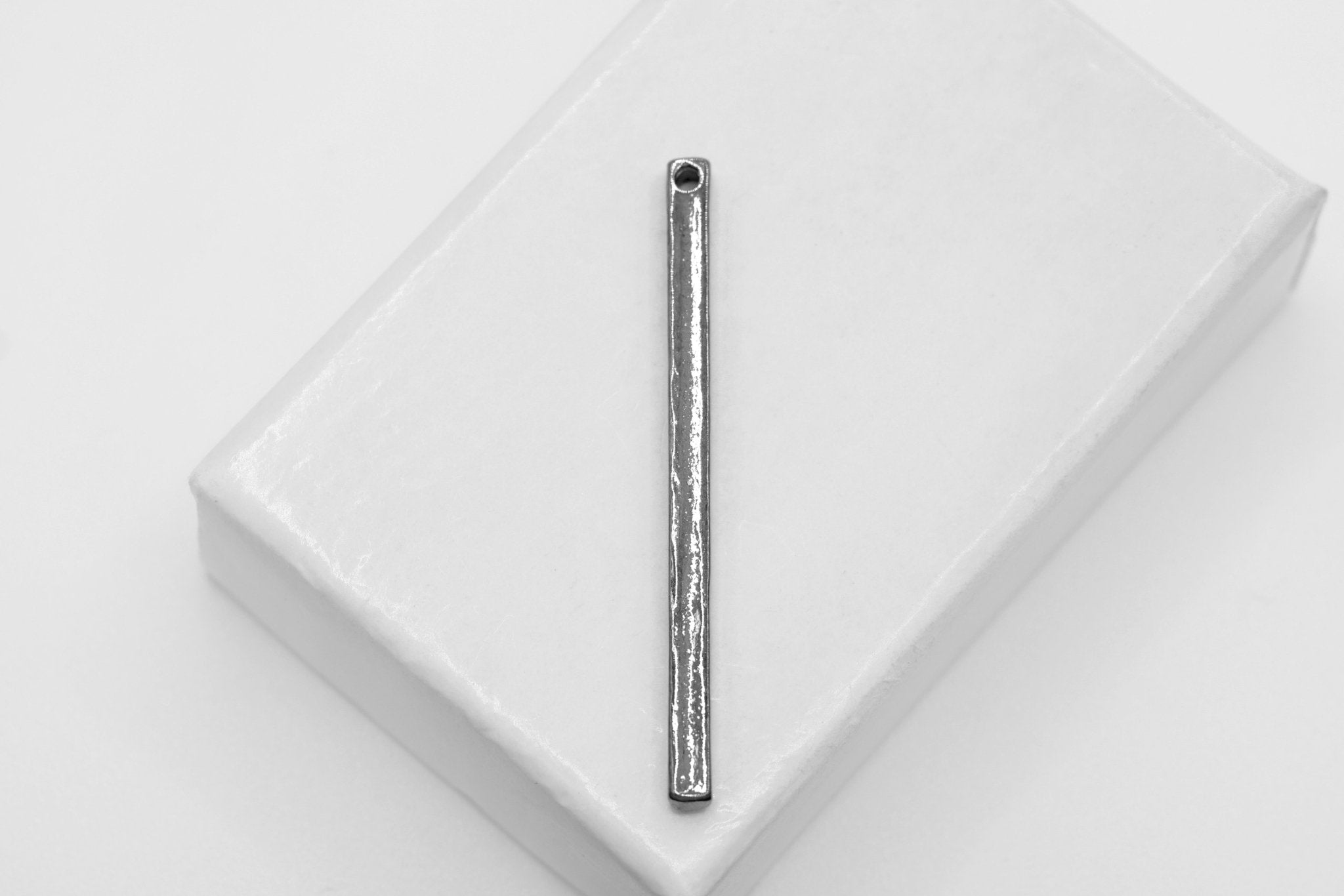 Solid Rectangle Bar Drop, Wholesale, 18k Black plated over 925 Sterling Silver, 34mm x 2mm, Jewelry Making Charm Pendant - HarperCrown