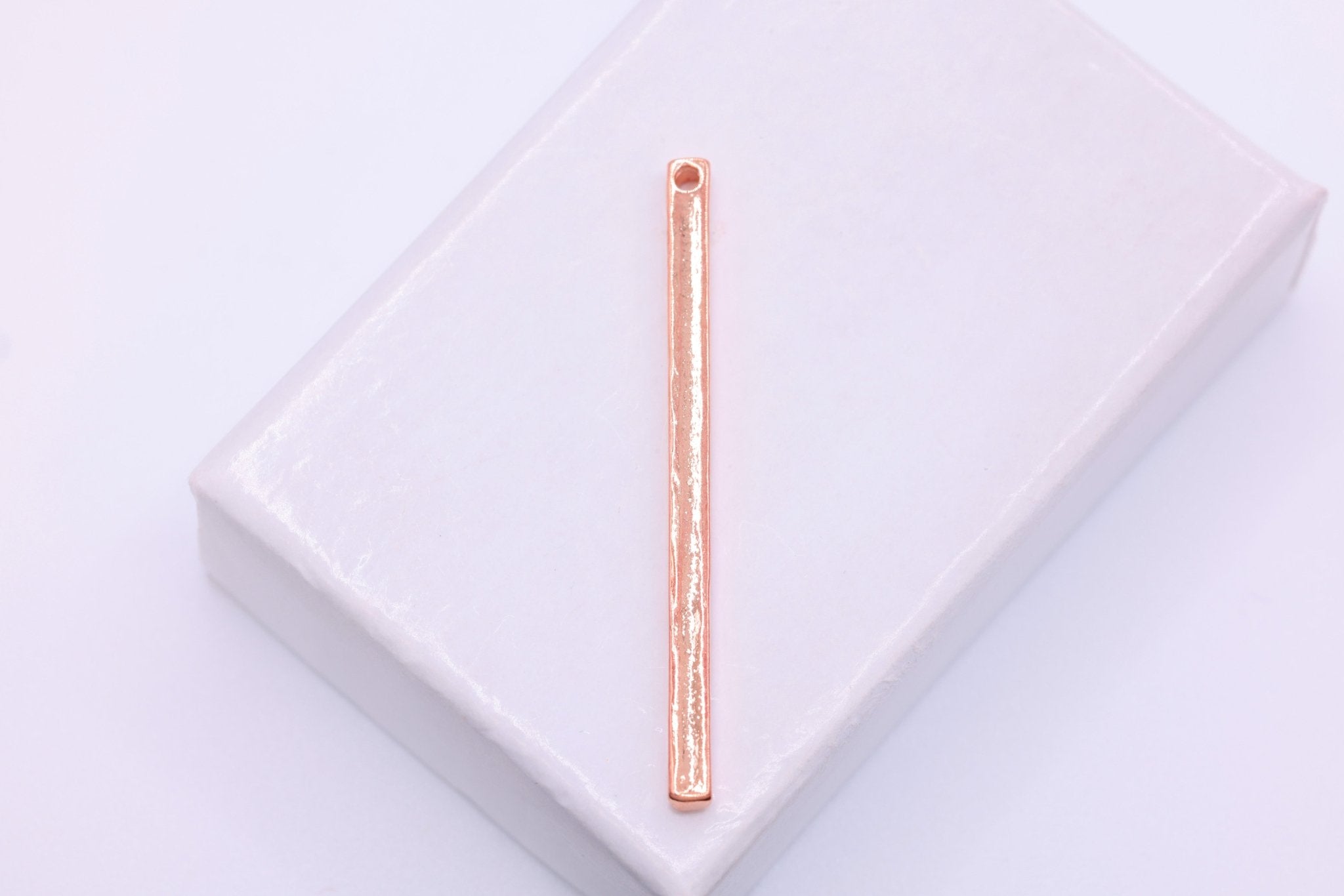 Solid Rectangle Bar Drop, Wholesale, 18k Rose Gold plated over 925 Sterling Silver, 34mm x 2mm, Jewelry Making Charm Pendant - HarperCrown
