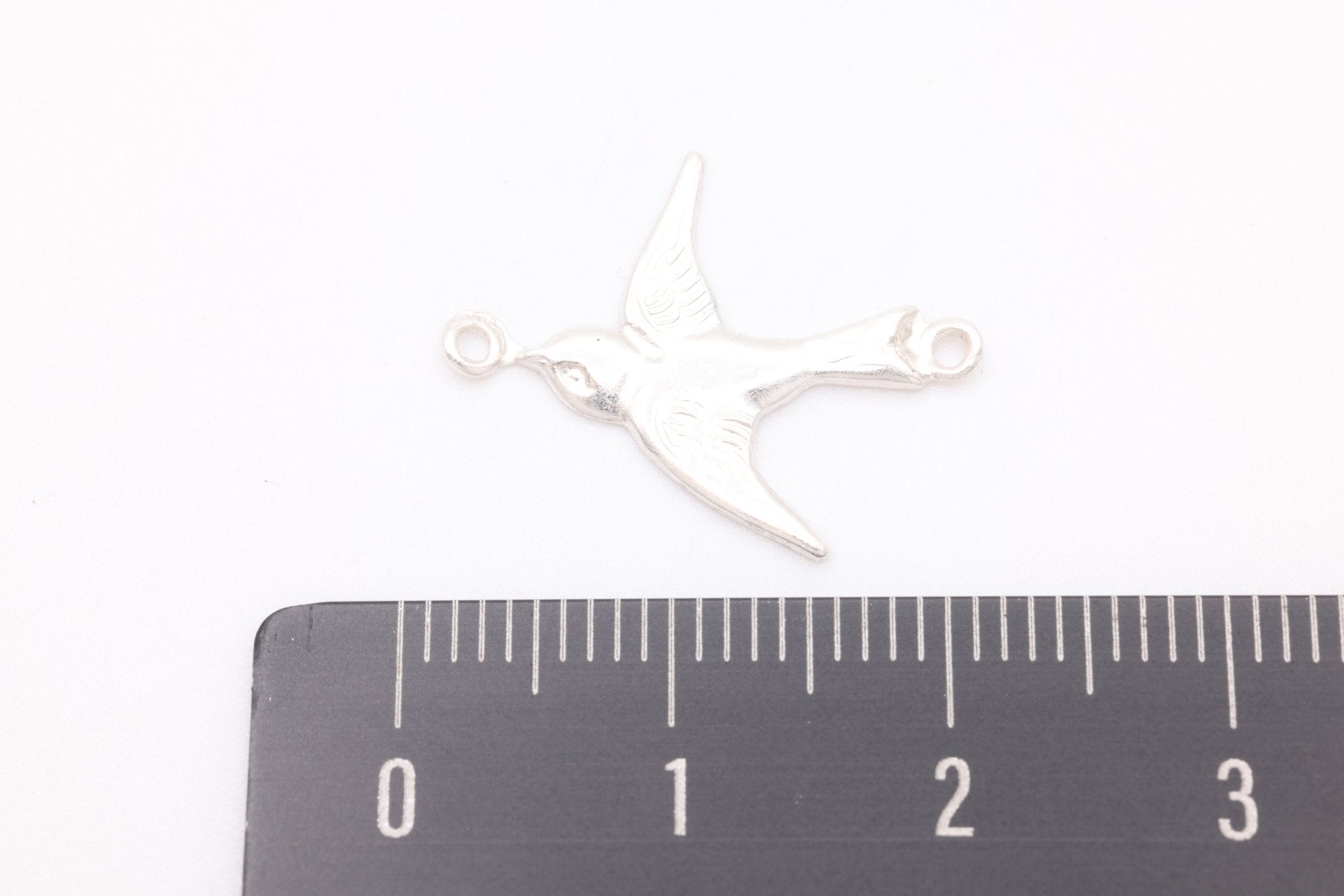 Sparrow Charm Connector, Sterling Silver, 20mm x 16mm, Bulk DIY Wholesale Jewelry Making Charm - HarperCrown