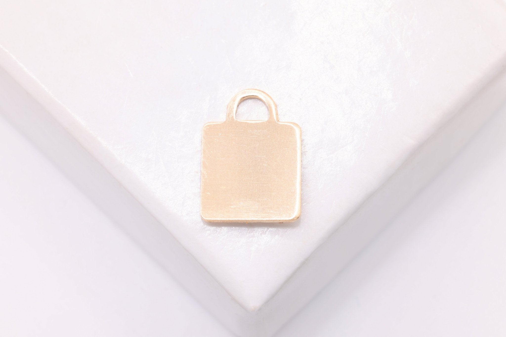 Square Blank Charm, Wholesale, 14/20 Gold - Filled, 7mm x 7mm, Stamping Engraving Padlock Lock Purse - HarperCrown