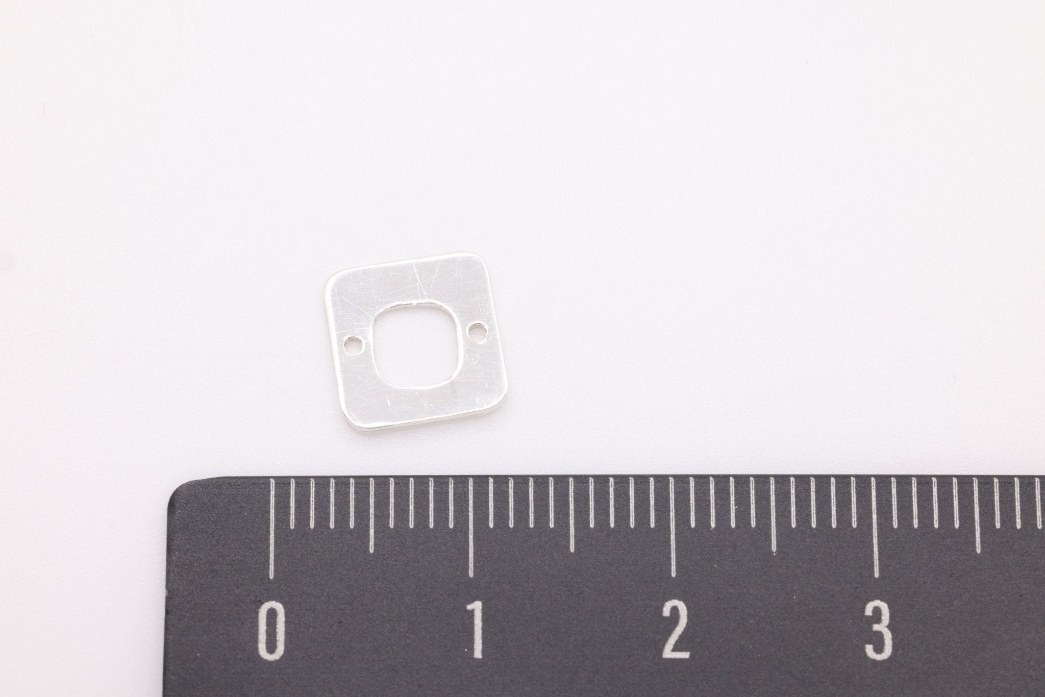 Square Cutout Connector Charm, Wholesale, 925 Sterling Silver, 9mm x 9mm, Cube Square Outline Geometric Shape - HarperCrown