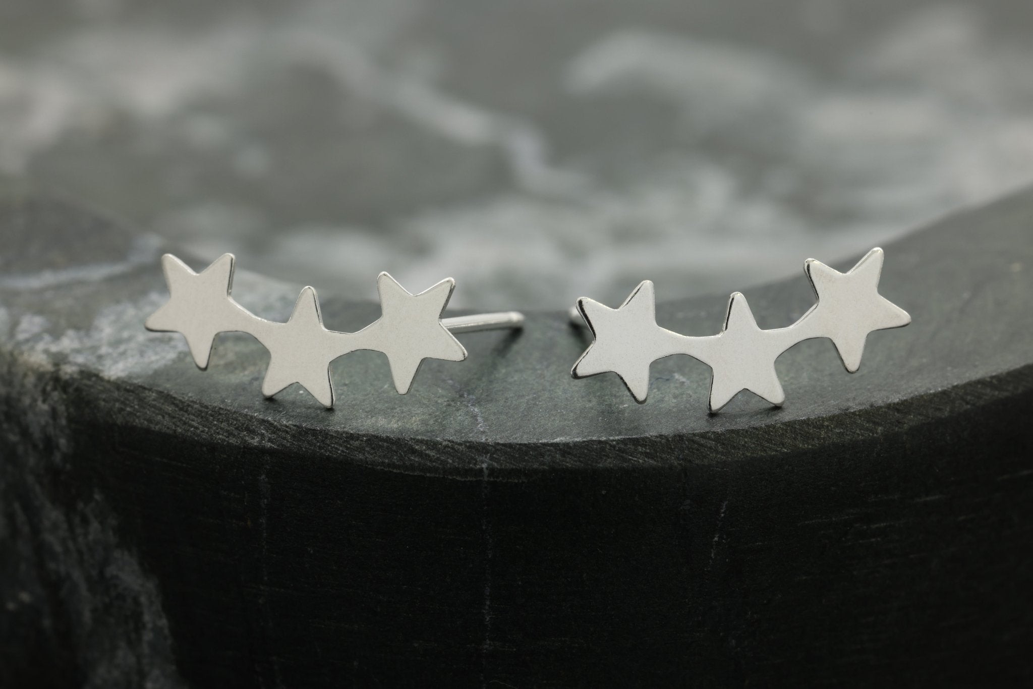 Star Crawler Earring, 925 Sterling Silver, 14mm x 4mm, Wholesale, Celestial Shooting 3 Star Dainty Minimalist Jewelry Earrings - HarperCrown