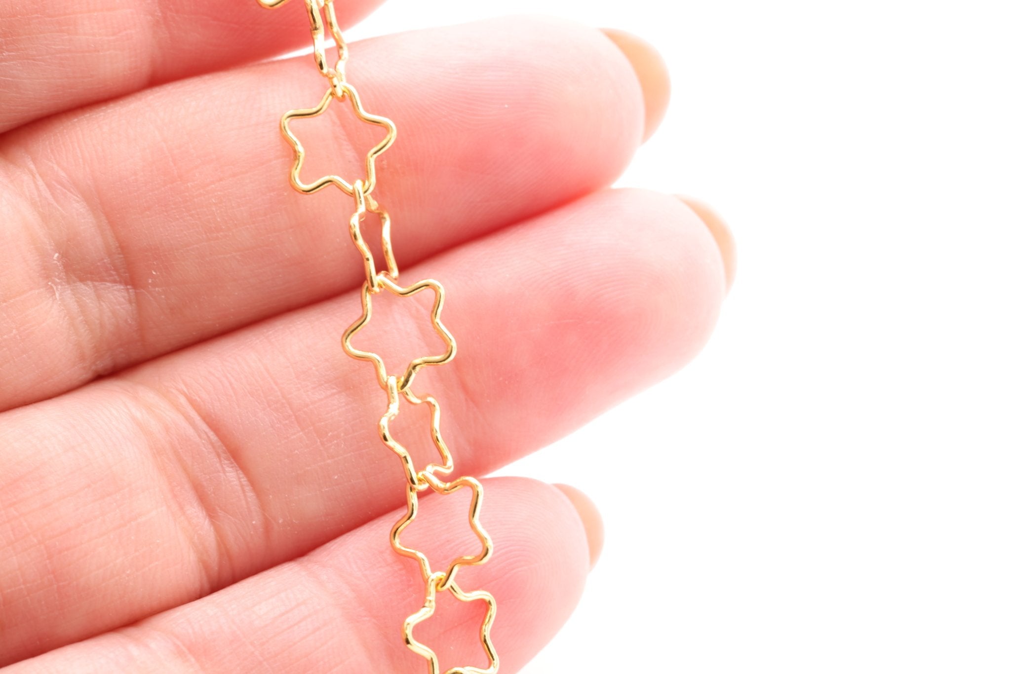 Star Krinkle Chain, Gold - Filled, 7mm, Bulk DIY Spool Pay Per Foot Jewelry Making Chain - HarperCrown