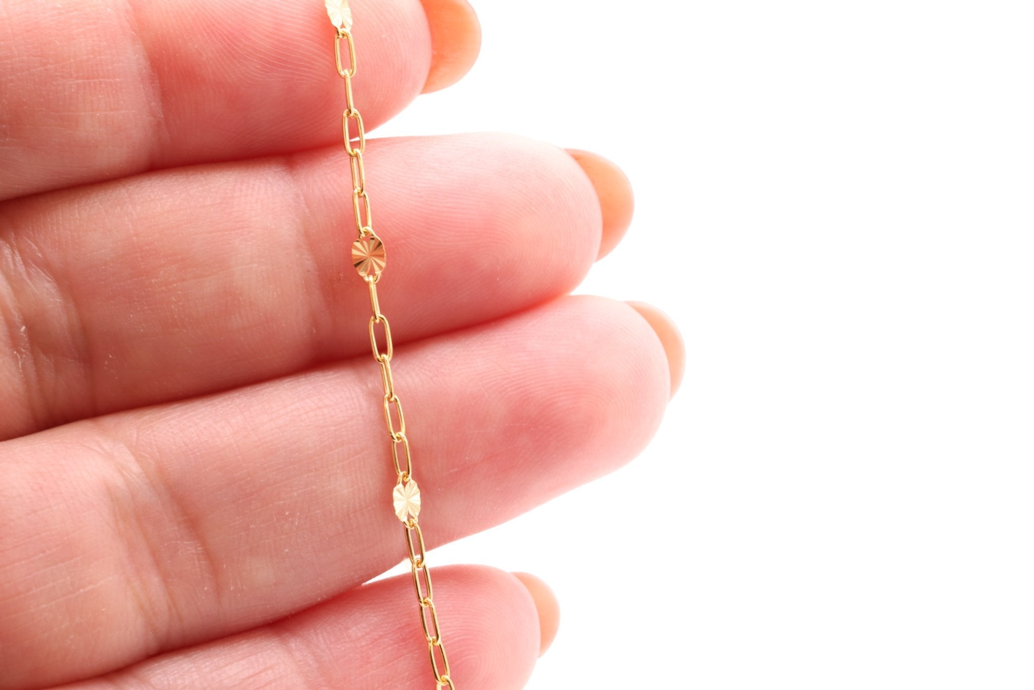 Starburst Chain Diamond Cut, Gold - Filled, 3mm x 2mm, Bulk DIY Spool Pay Per Foot Jewelry Making Chain - HarperCrown