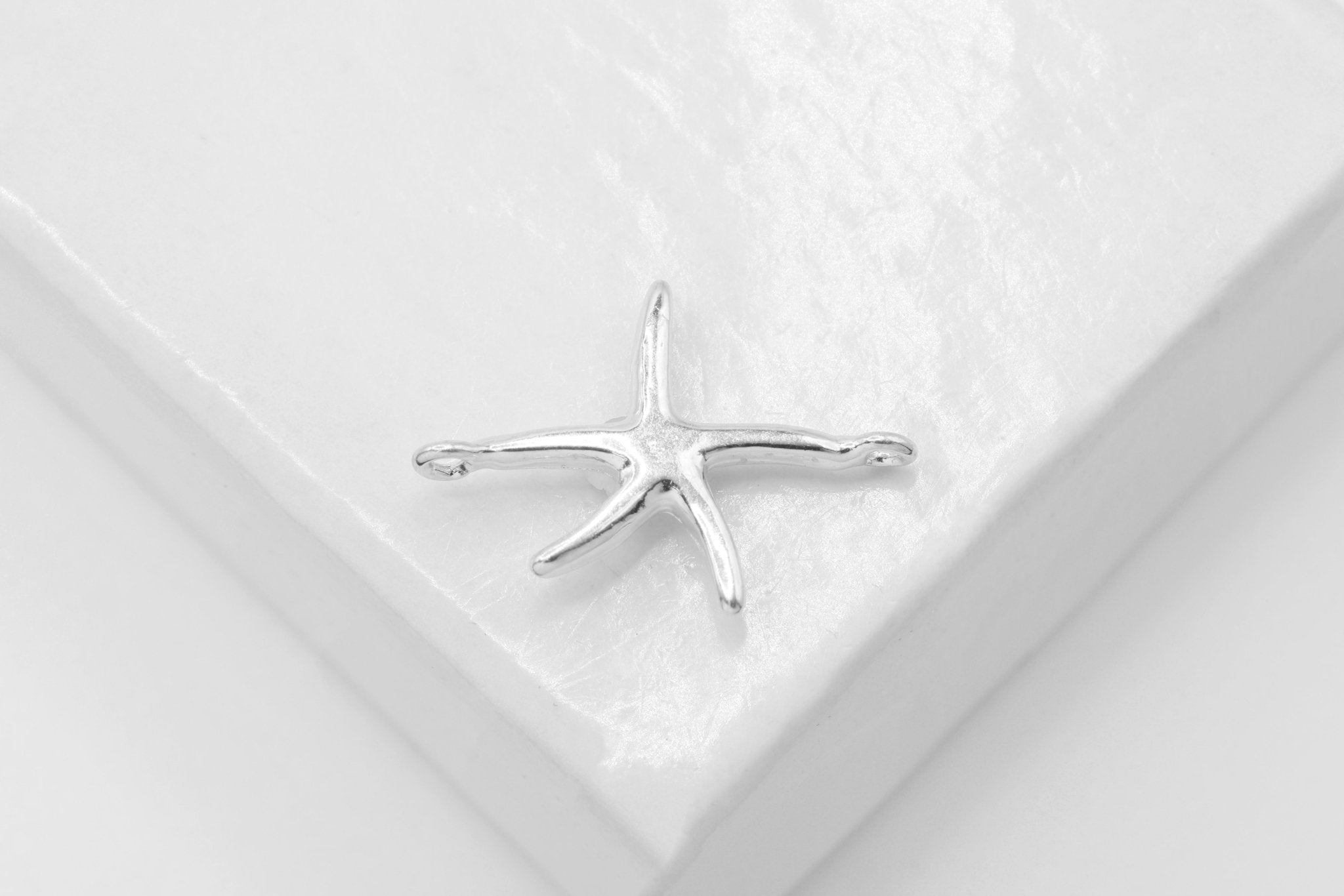 Starfish Connector Charm, Wholesale, 925 Sterling Silver, 15mm x 11mm, Link Spacer - HarperCrown