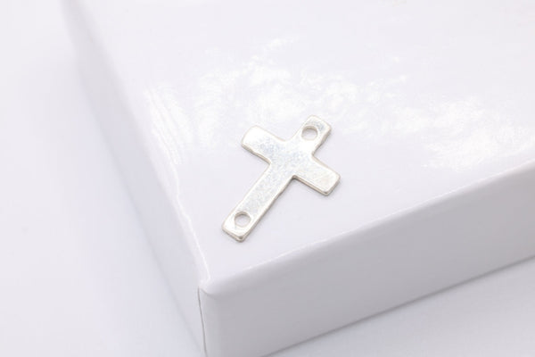 Sterling Silver Cross Connector Charm, 12mm x 8mm, Spacer Link Charm, Sideways Horizontal Cross - HarperCrown