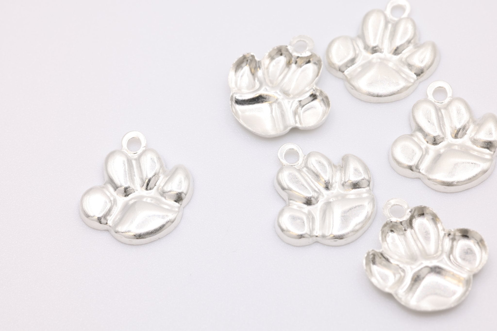Sterling Silver Dog Paw Charm, Wholesale Jewelry Making Charm, Dog Foot Print - HarperCrown