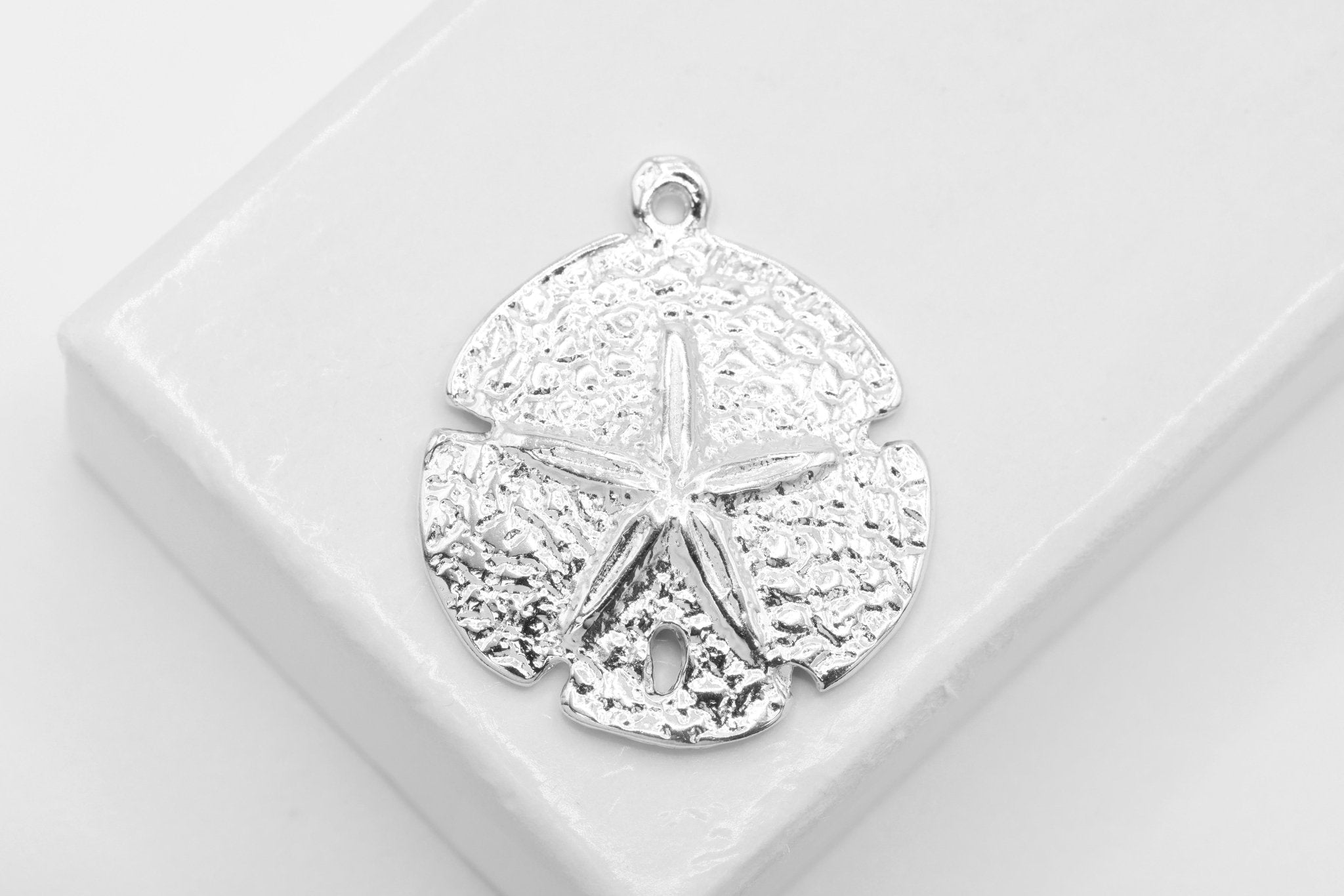 Sterling Silver Wholesale Sand Dollar Charm - 925 Silver Starfish Sand Dollar, Nautical Beach themed Charms - HarperCrown