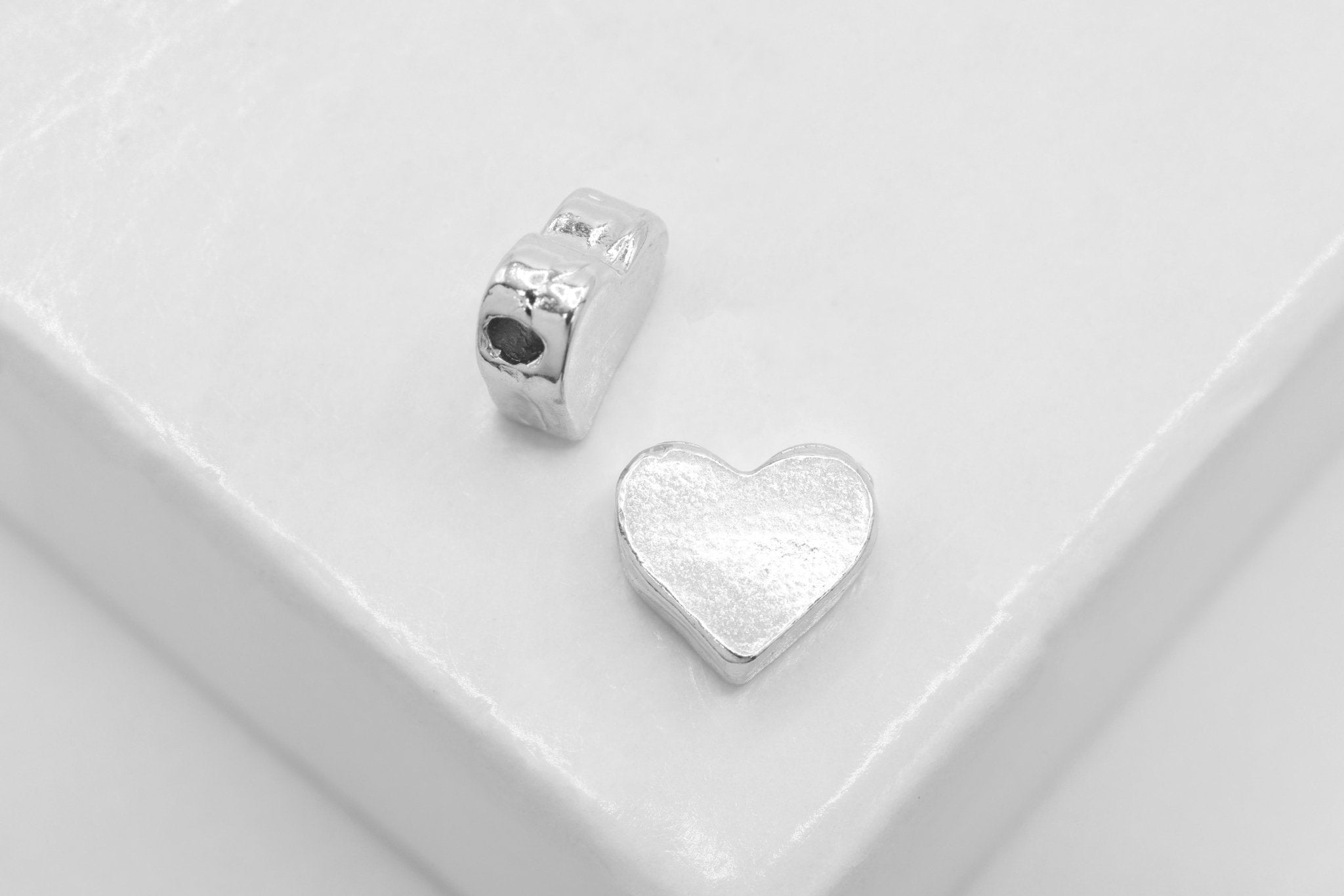 Sterling Wholesale Silver Heart Beads - 925 Sterling Silver Heart Focal Bead, Silver Heart Stamping Blanks, Silver Heart Beads, Silver Heart, 104 - HarperCrown