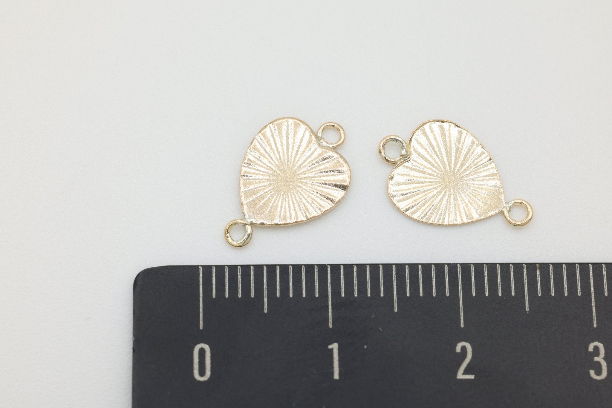 Sunburst Heart Connector Charm, Wholesale, 14/20 Gold - Filled, 8mm x 8mm, Starburst Textured Heart - HarperCrown