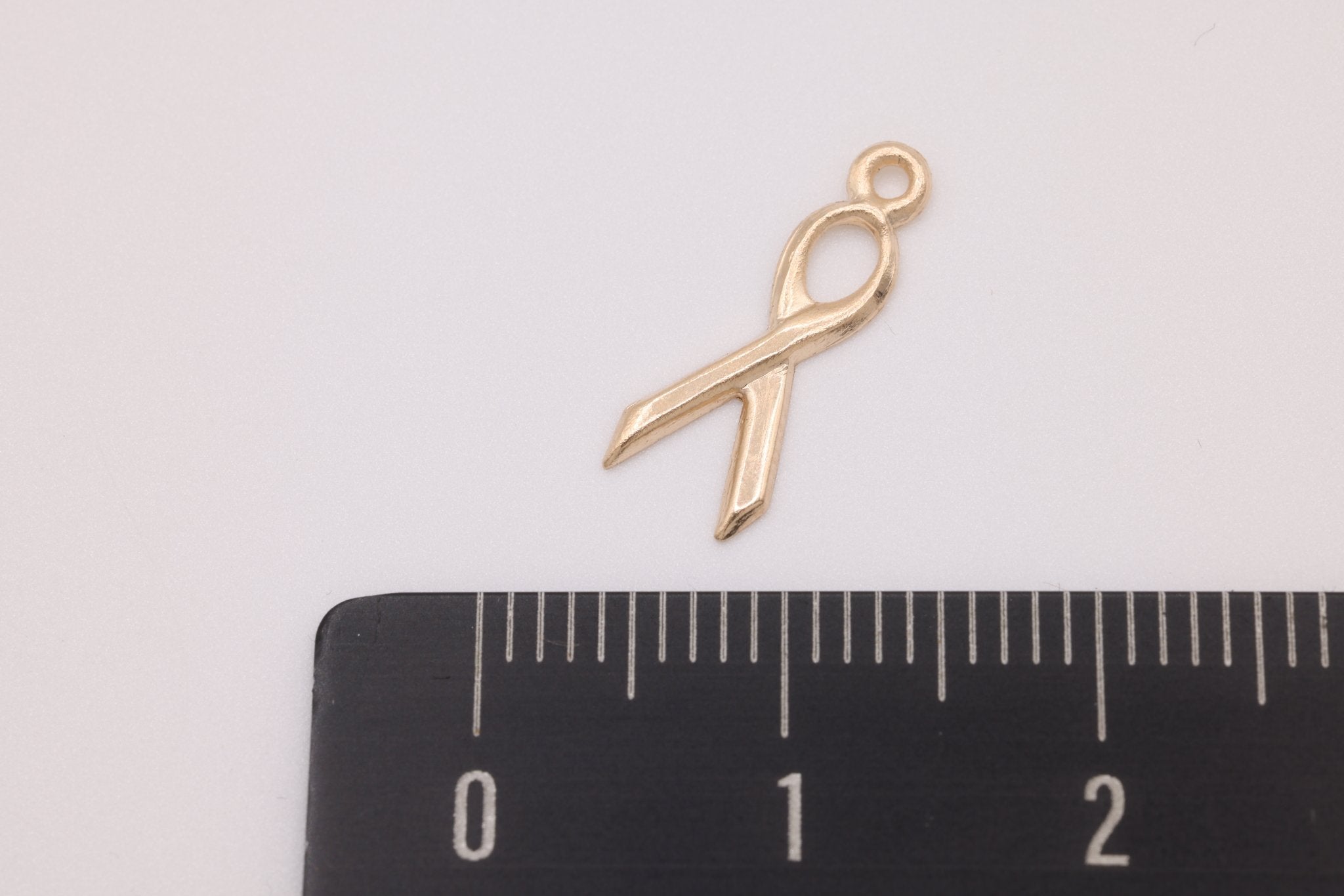 Support Our Troops Ribbon Charm, Gold - Filled, 14mm x 5mm, Bulk DIY Wholesale Jewelry Making Charm - HarperCrown