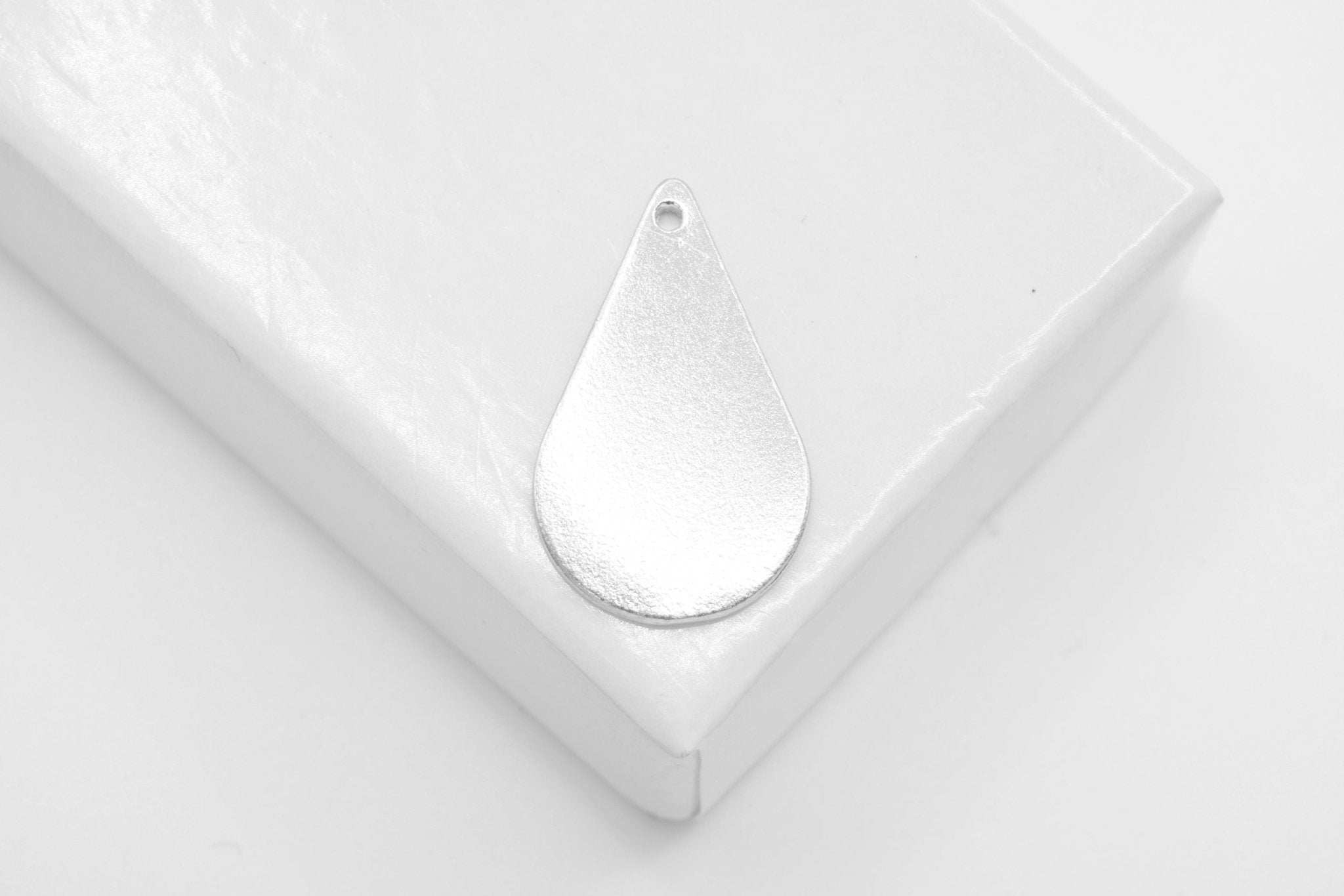 Teardrop Charm, Wholesale, 925 Sterling Silver, 19mm x 11mm - HarperCrown