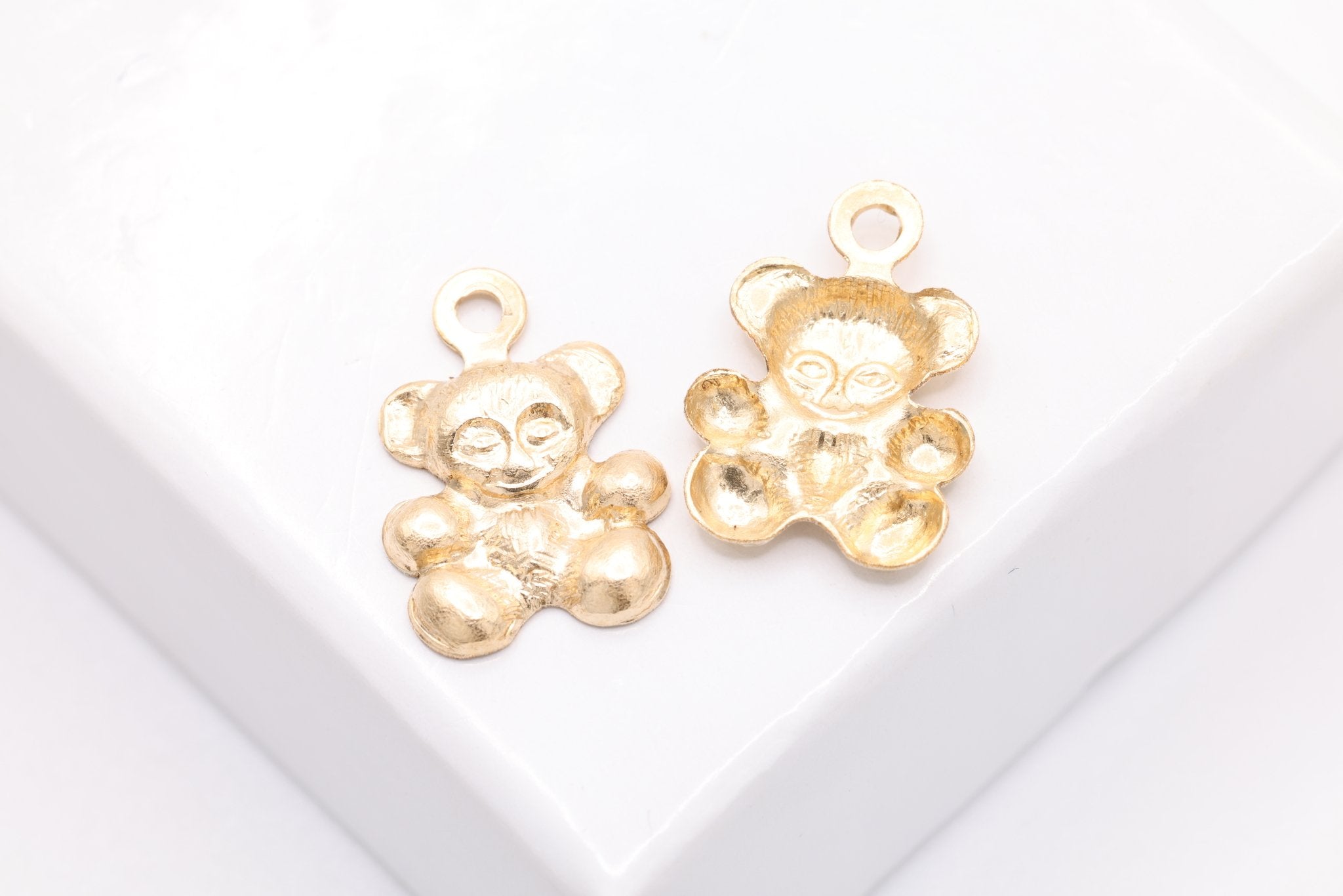 Teddy Bear Charm, Gold - Filled, 12mm x 9mm, Wholesale Bulk DIY Wholesale Jewelry Making Charm - HarperCrown