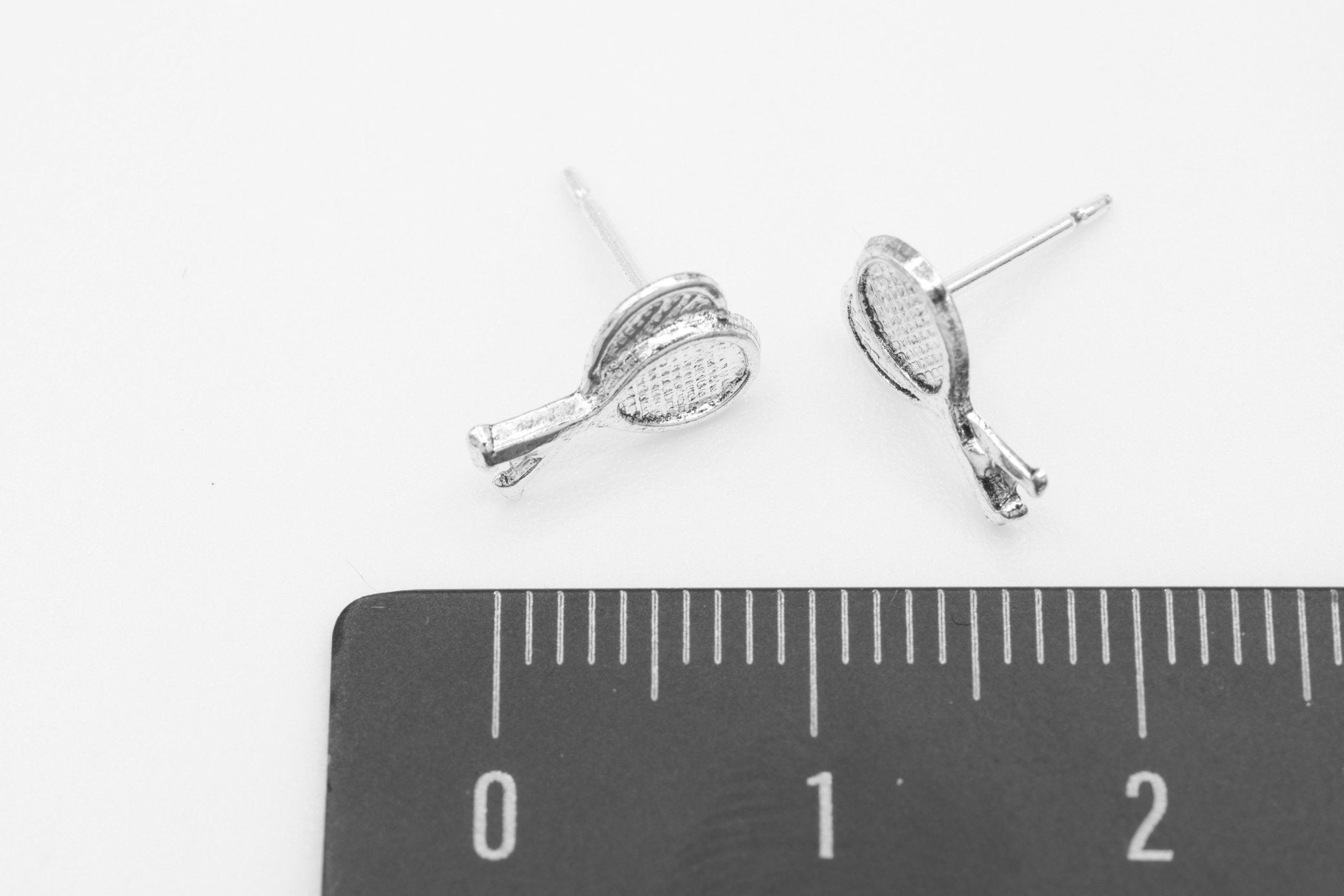 Tennis Racket Stud Earring, 925 Sterling Silver, 8mm x 5mm, Wholesale, Dainty Minimalist Jewelry Earrings - HarperCrown