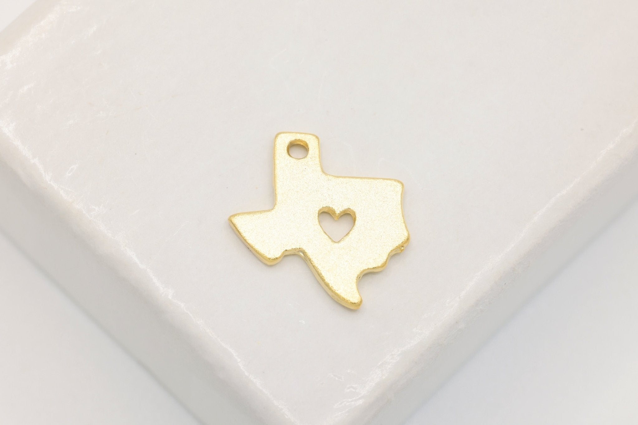 Texas Wholesale Heart Charm - Vermeil 22k Gold plated 925 Silver Texas Charm, Tiny Texas Charm, Lone star State charm, Rose Gold Texas Charm - HarperCrown