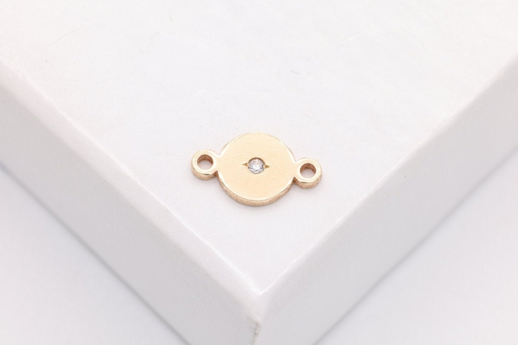 The CZ Circle Connector Charm, Gold - Filled, 8mm x 4mm, Bulk DIY Wholesale Jewelry Making Charm - HarperCrown