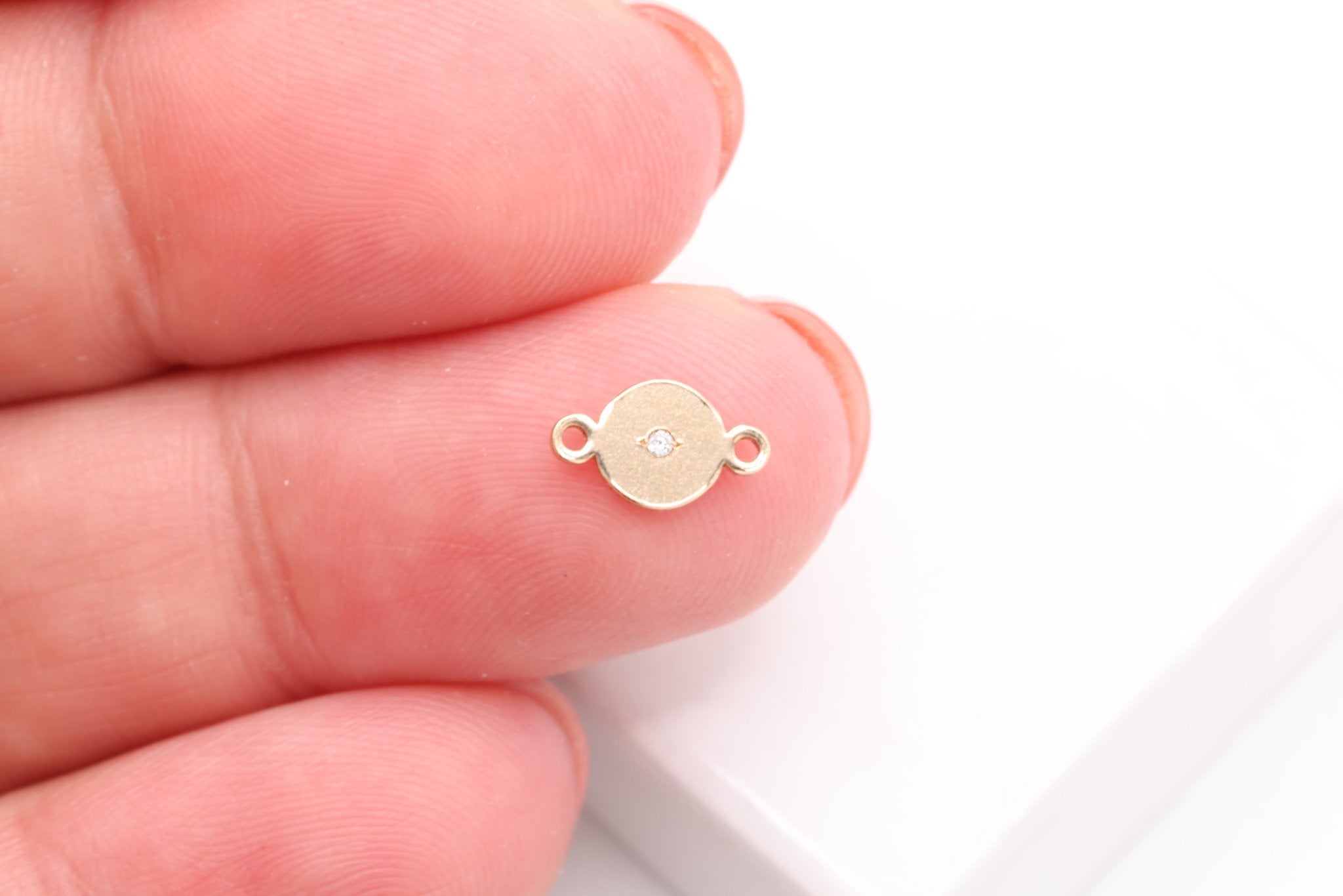 The CZ Circle Connector Charm, Gold - Filled, 8mm x 4mm, Bulk DIY Wholesale Jewelry Making Charm - HarperCrown