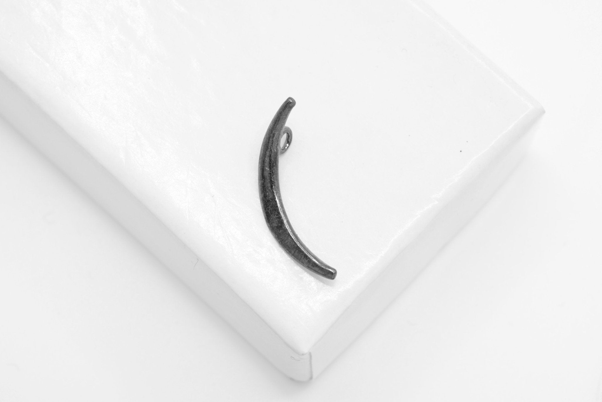 Thin Crescent Moon Charm, Wholesale, 18K Black Gold - Plated 925 Sterling Silver, 17mm x 6mm - HarperCrown