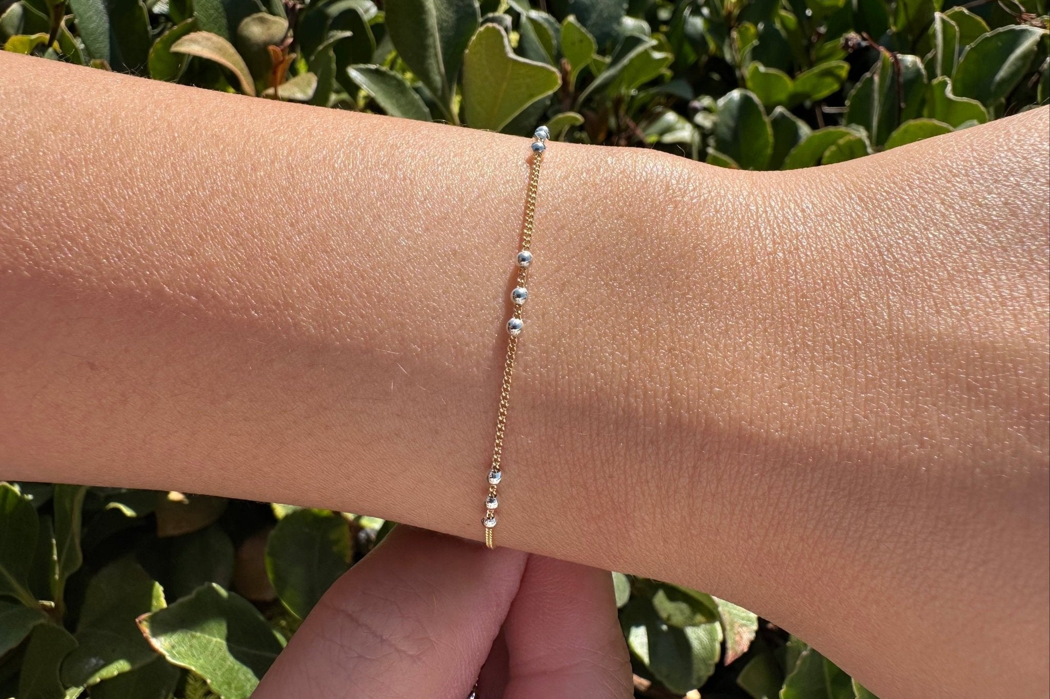 Three Bead Satellite Chain, 14/20 Gold-Filled Chain with 925 Sterling Silver Beads, Wholesale, Pay Per Foot, Jewelry Making Chain - HarperCrown