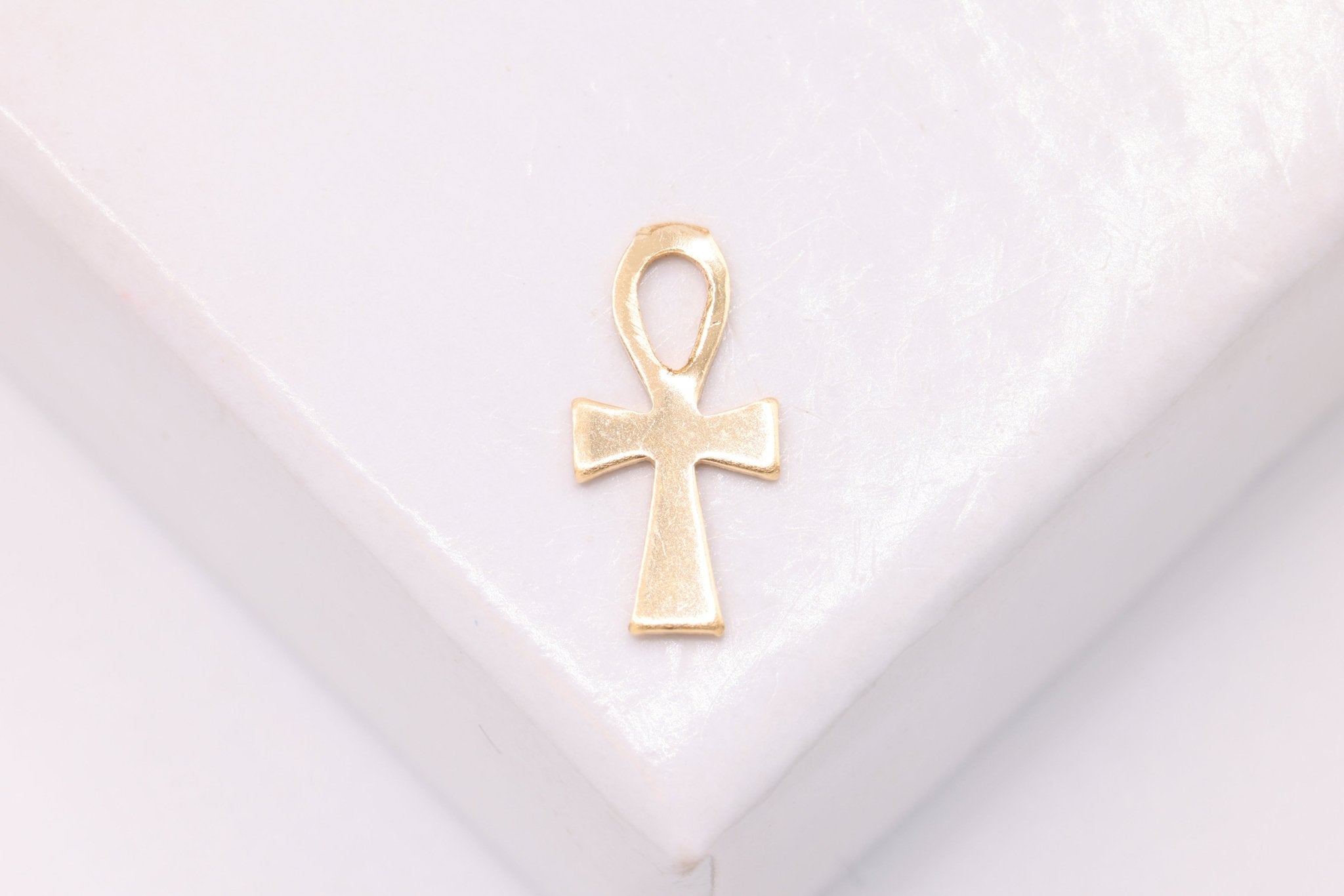 Tiny Egyptian Ankh Life Charm, Wholesale, 14/20 Gold - Filled or 925 Sterling Silver, 11mm x 5mm - HarperCrown