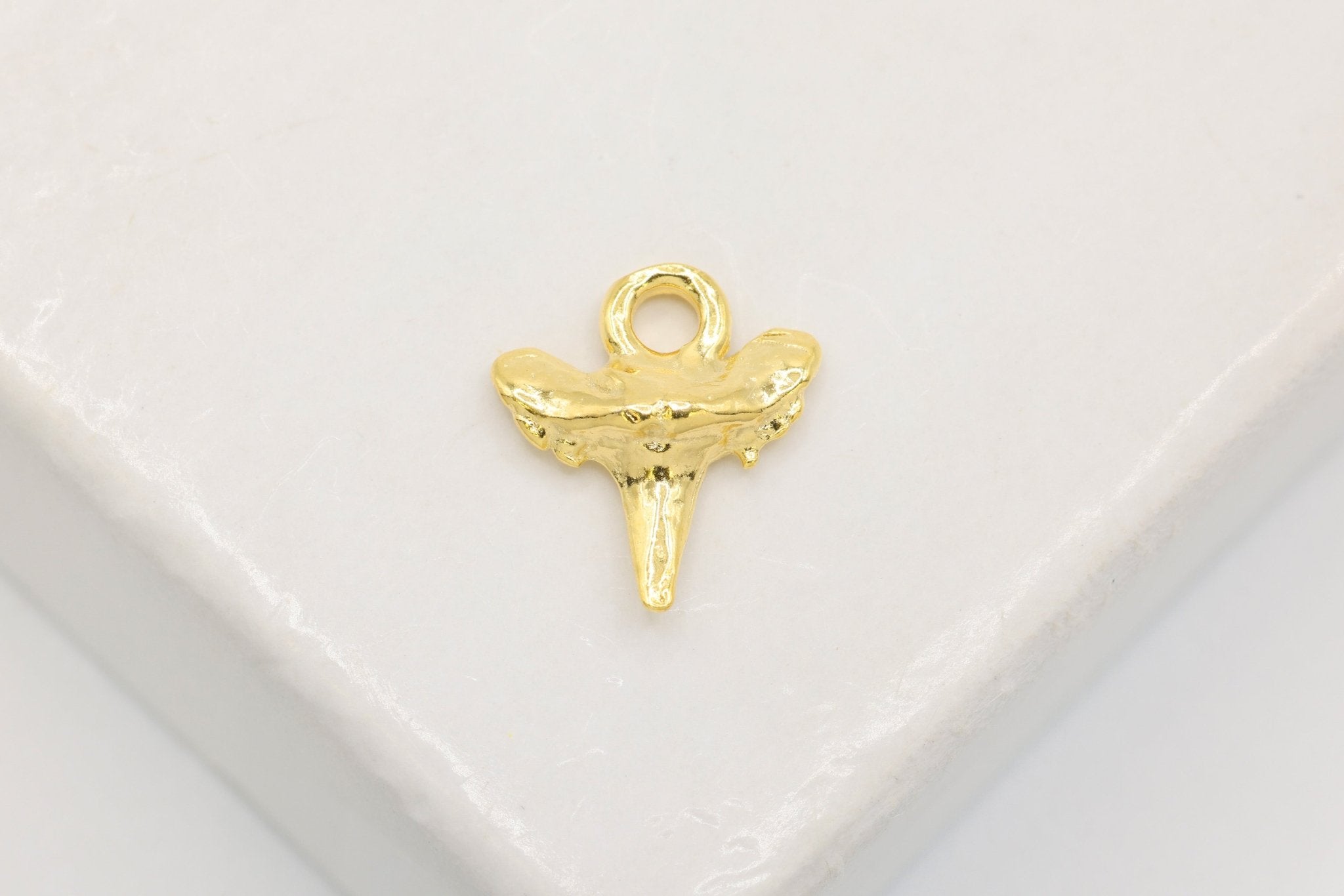 Tiny Shark Tooth Charm - 18k Gold plated over Sterling Silver, Vermeil Gold Shark Tooth, Small shark teeth, nautical beach charms - HarperCrown