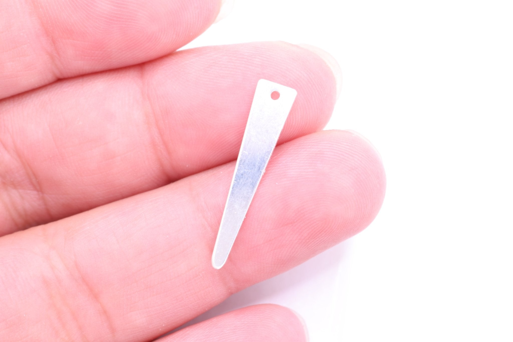 Triangle Charm, Wholesale, 925 Sterling Silver, 25mm x 5mm, Blank Spike Drop Jewelry Making Charm - HarperCrown