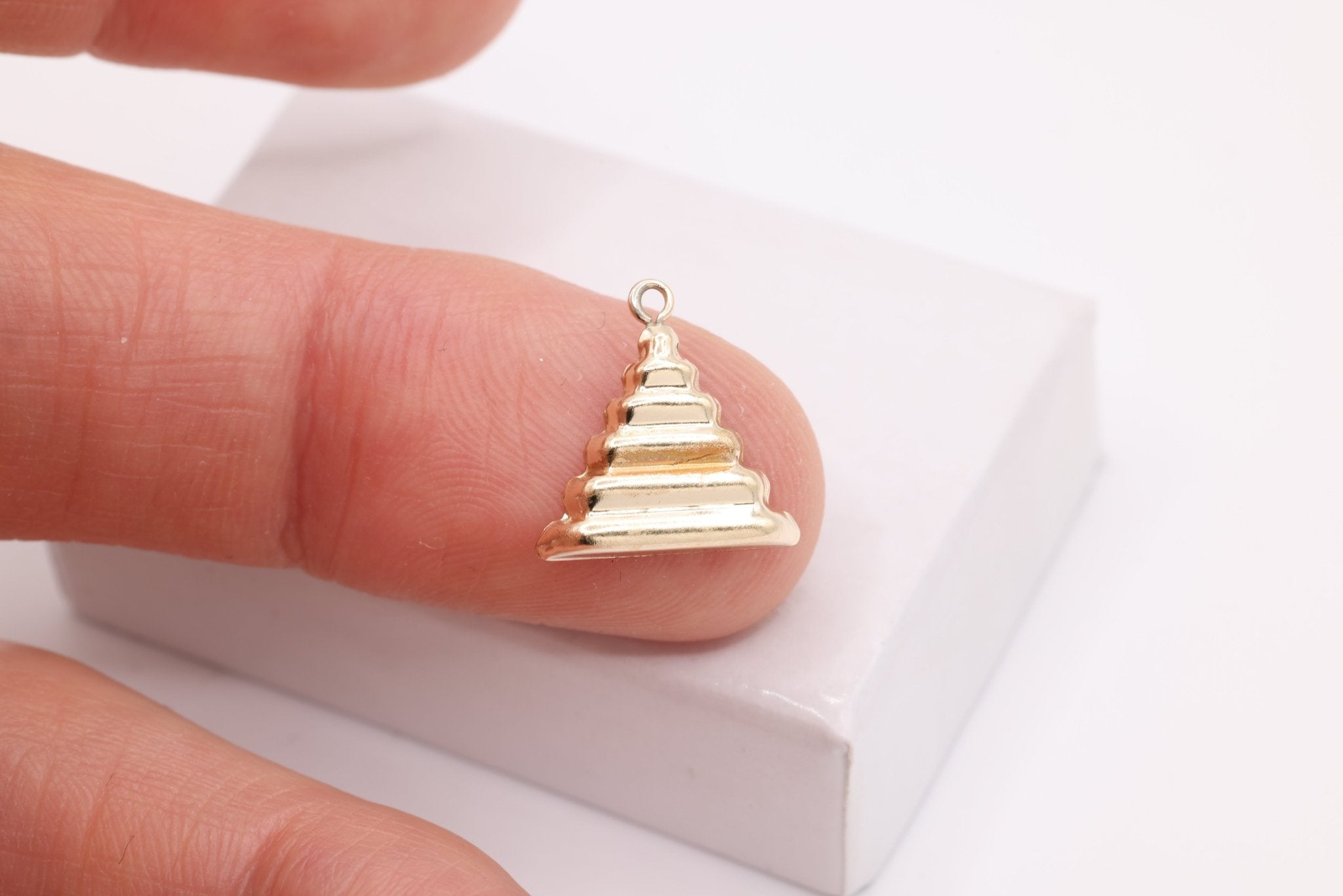 Triangle Stacked Pyramid Charm, Wholesale, 14/20 Gold - Filled, 12mm x 12mm - HarperCrown