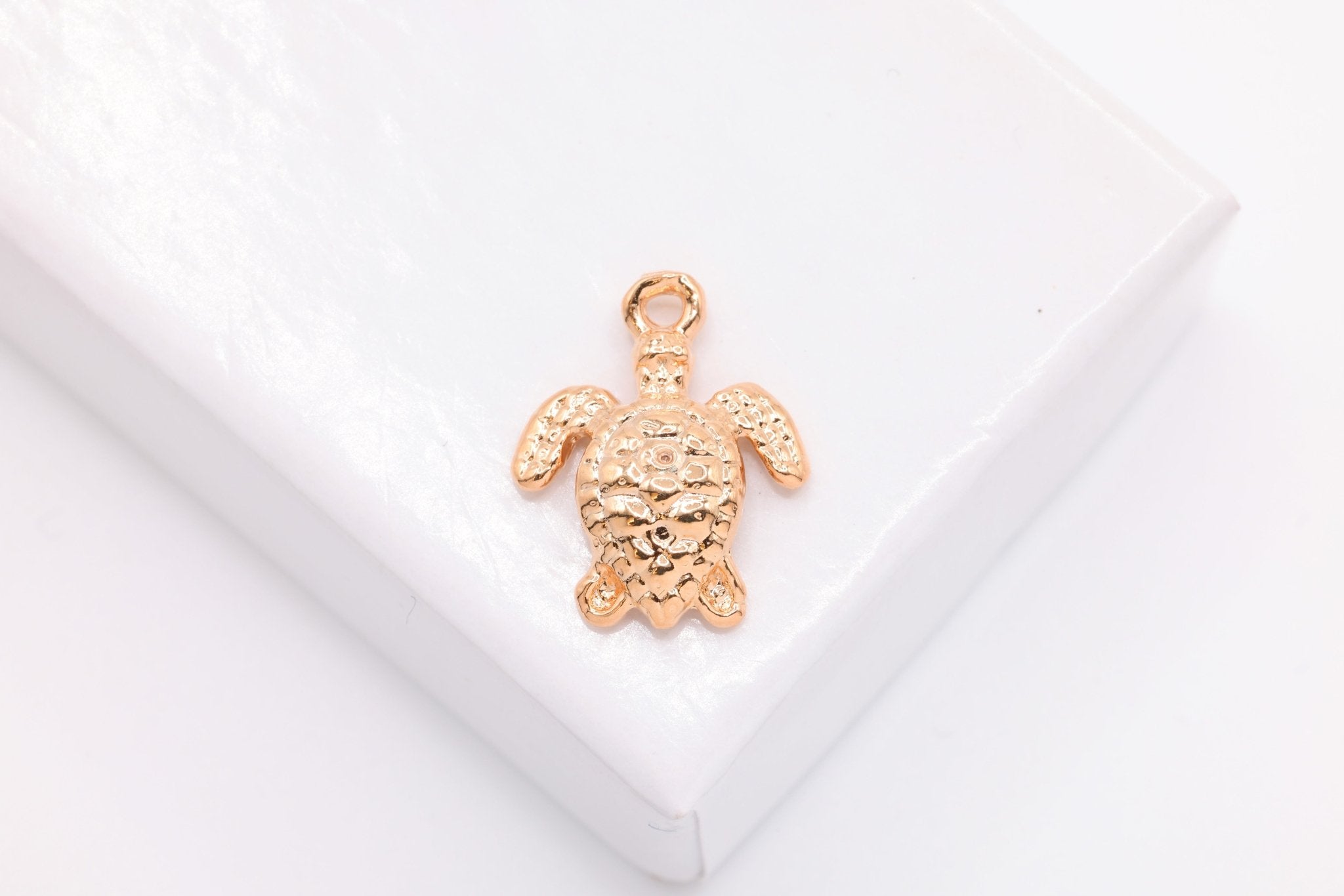 Turtle Charm, Wholesale, 18K Rose Gold - Plated 925 Sterling Silver, 15mm x 12mm, Hawaiian Honu Green Sea Turtle - HarperCrown