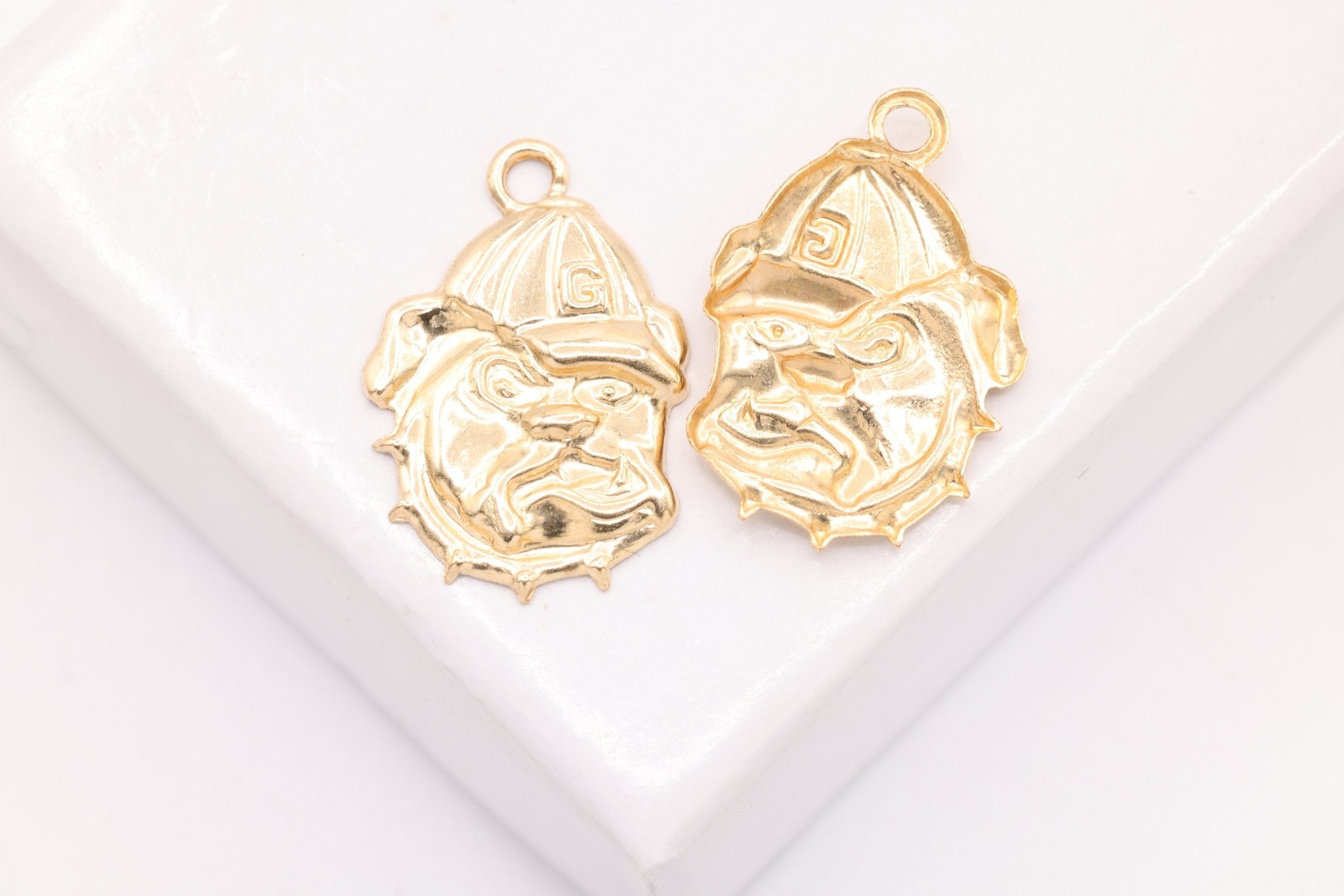 University of Georgia Bulldog Charm, 14K Gold - Filled, 14mm x 9mm, Bulk DIY Wholesale Jewelry Making Charm - HarperCrown