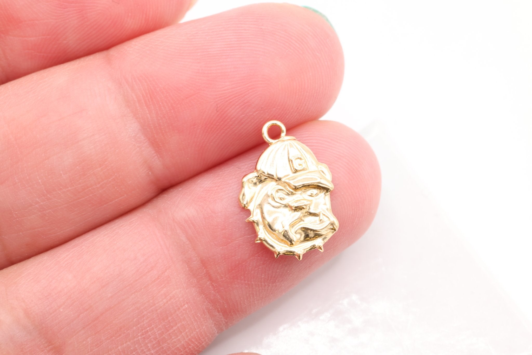 University of Georgia Bulldog Charm, 14K Gold - Filled, 14mm x 9mm, Bulk DIY Wholesale Jewelry Making Charm - HarperCrown