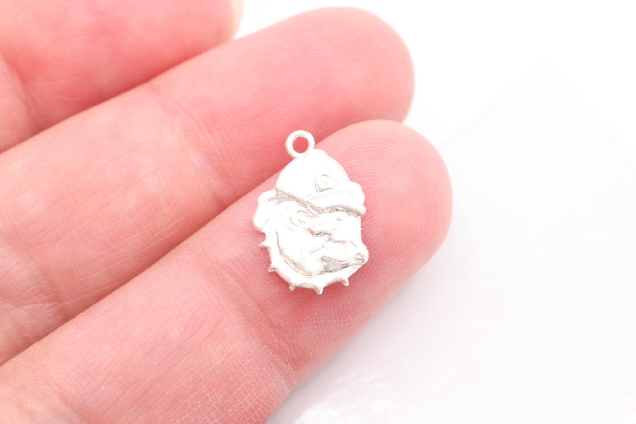 University of Georgia Bulldog Charm, Sterling Silver, 14mm x 9mm, Bulk DIY Wholesale Jewelry Making Charm - HarperCrown