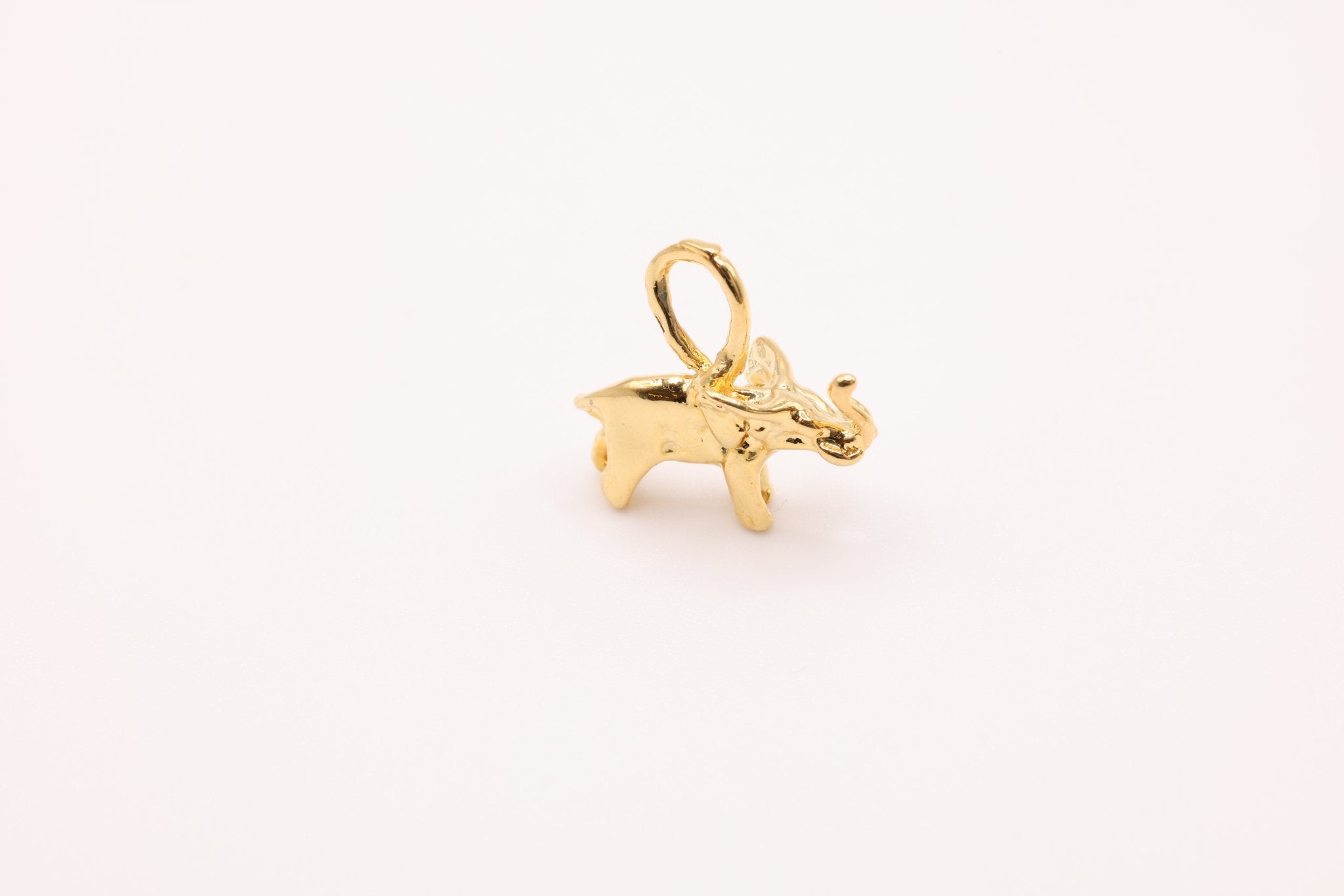 Vermeil Gold Elephant Charm, 18K Gold Plated over Sterling Silver, Elephant Pendant Charm, Small elephant Charm - HarperCrown