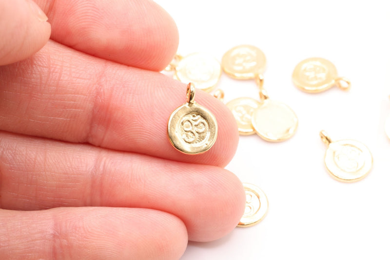 Vermeil Gold Spiritual Yoga Ohm Om Symbol Charm, 18K gold plated over Sterling Silver - HarperCrown
