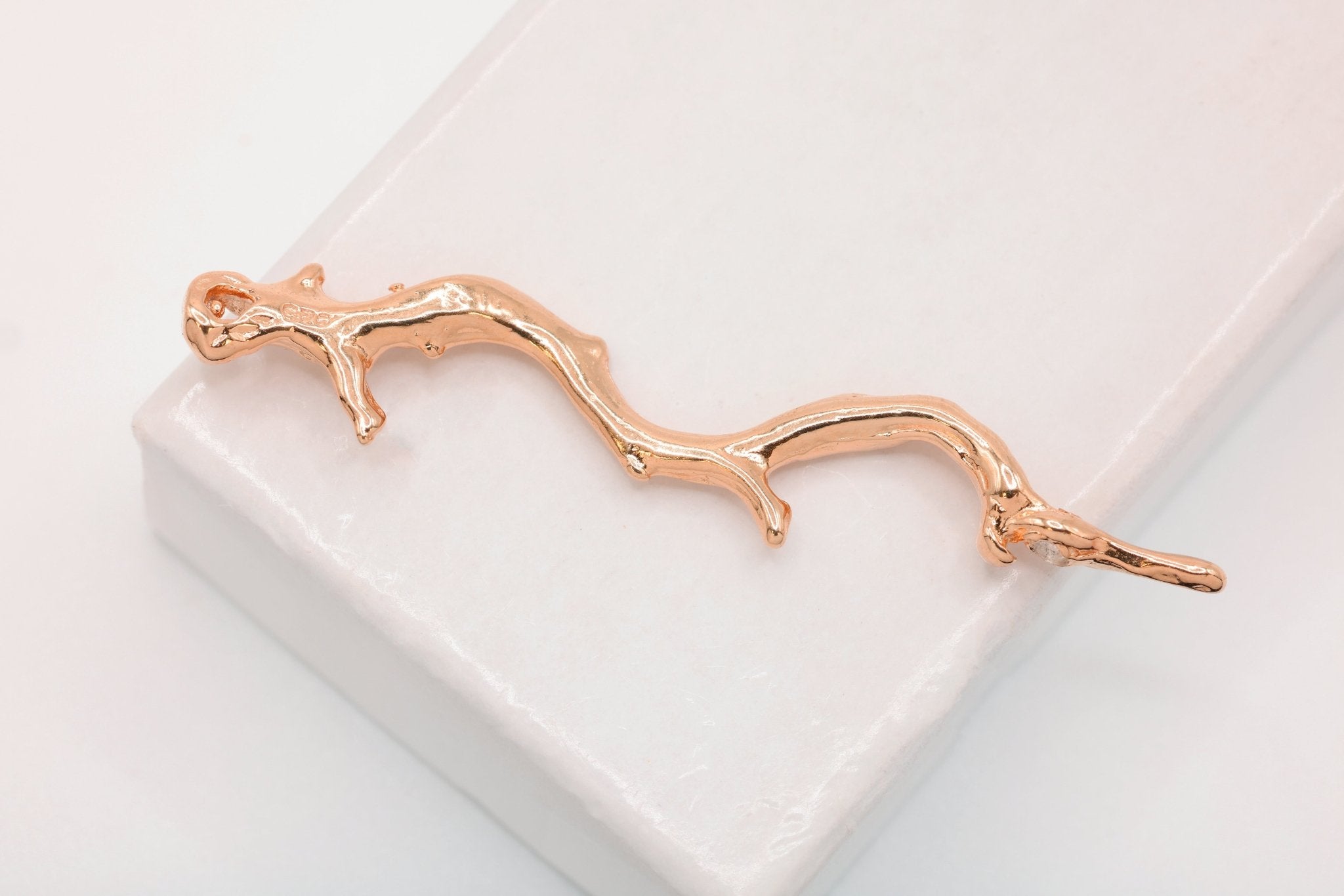 Vermeil Rose Wholesale Gold Twig Branch Connector Pendant - 18k gold over 925 sterling silver branch charm connector, tree branch link spacer - HarperCrown