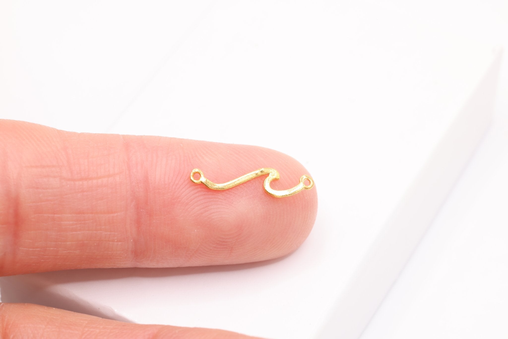 Wave Connector Charm, Gold - Plated Silver, 16mm x 4mm, Bulk Jewelry Making Charms - HarperCrown